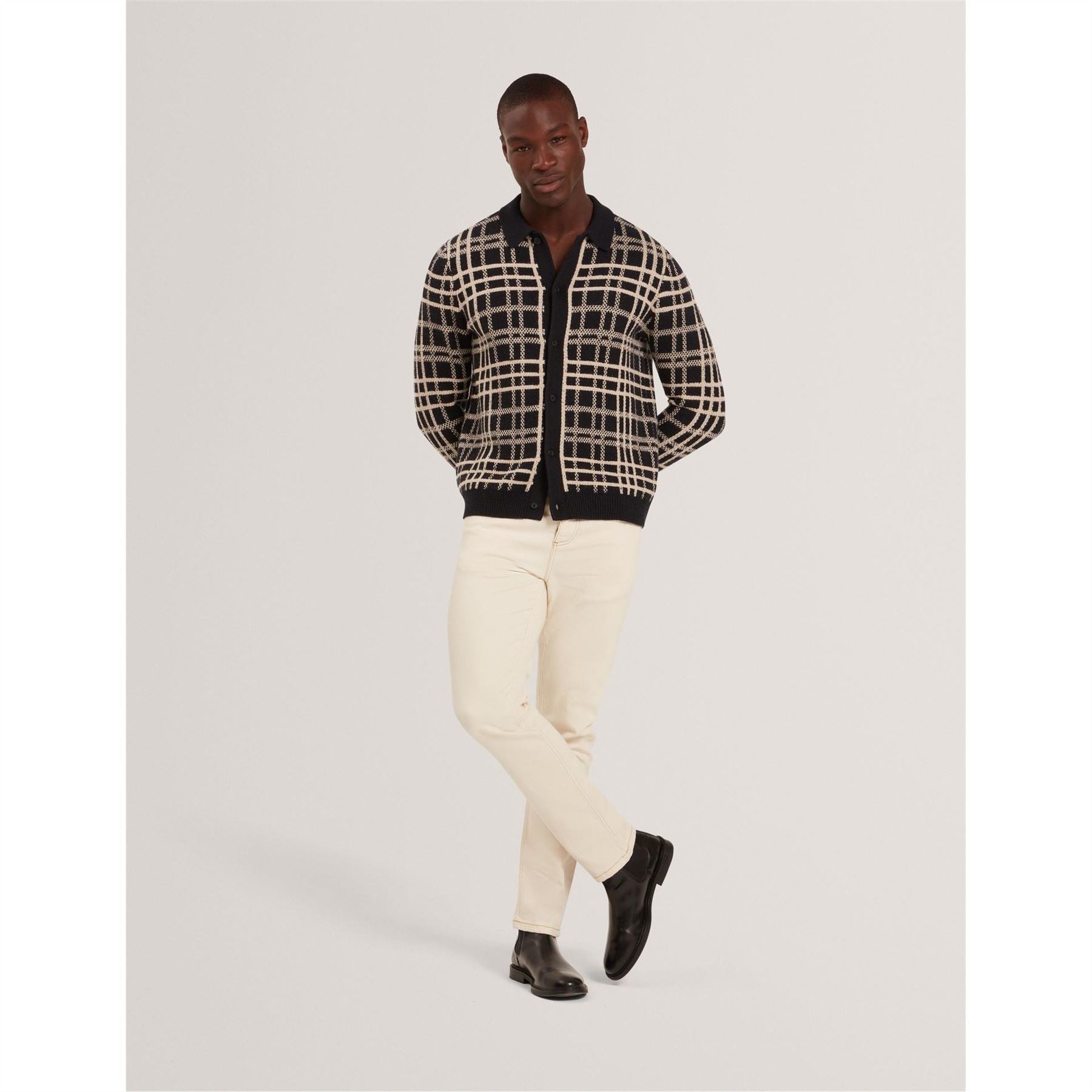 Ted Baker Check Collared Long Sleeve Sweater