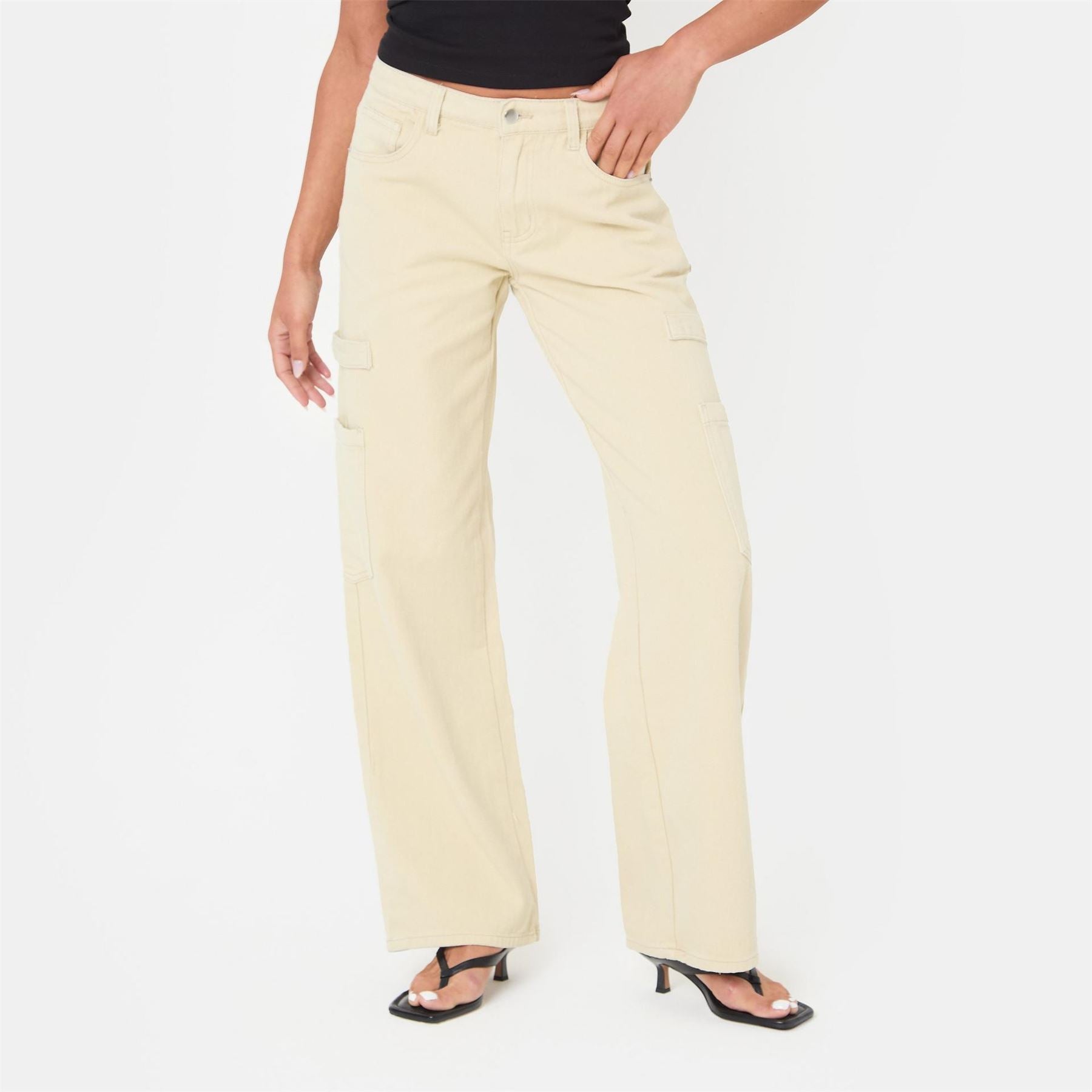 I Saw It First Rise Pocket Detail Wide Leg Jeans