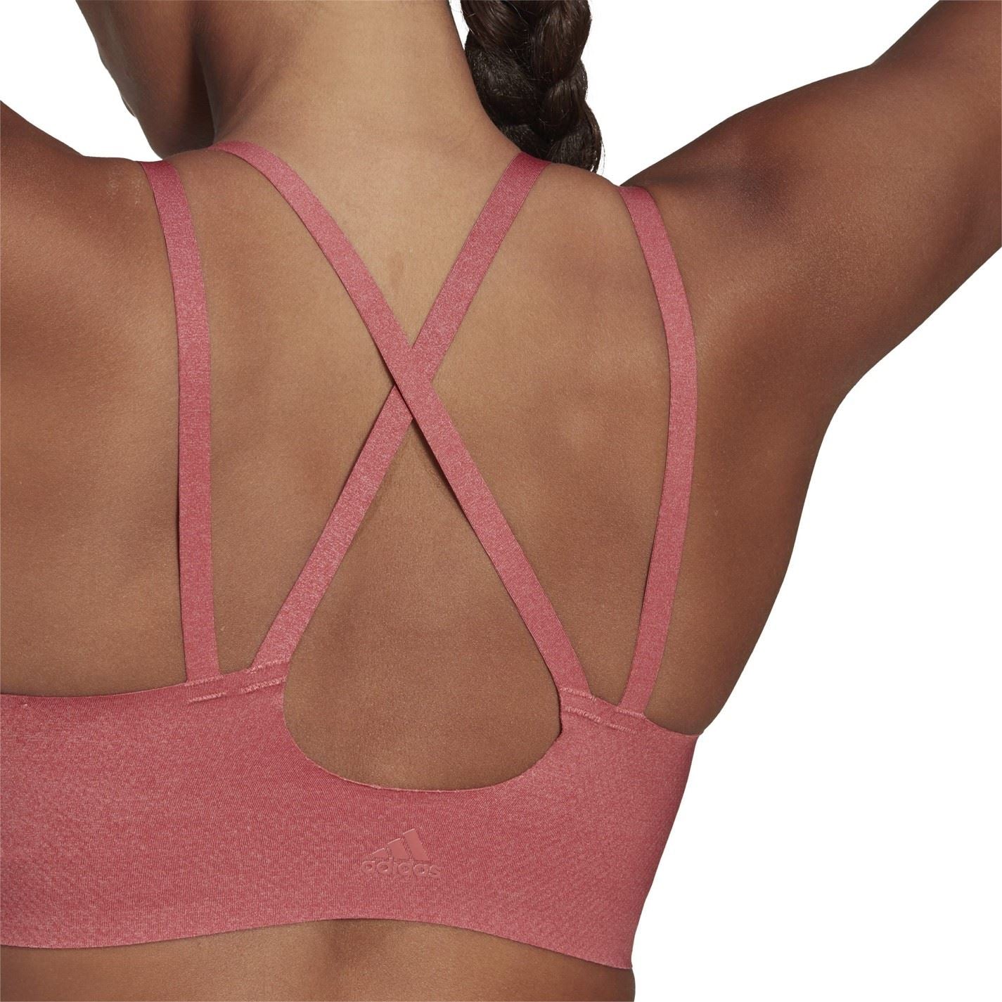 adidas Womens Yoga Luxe Studio Light Support Fire Bra