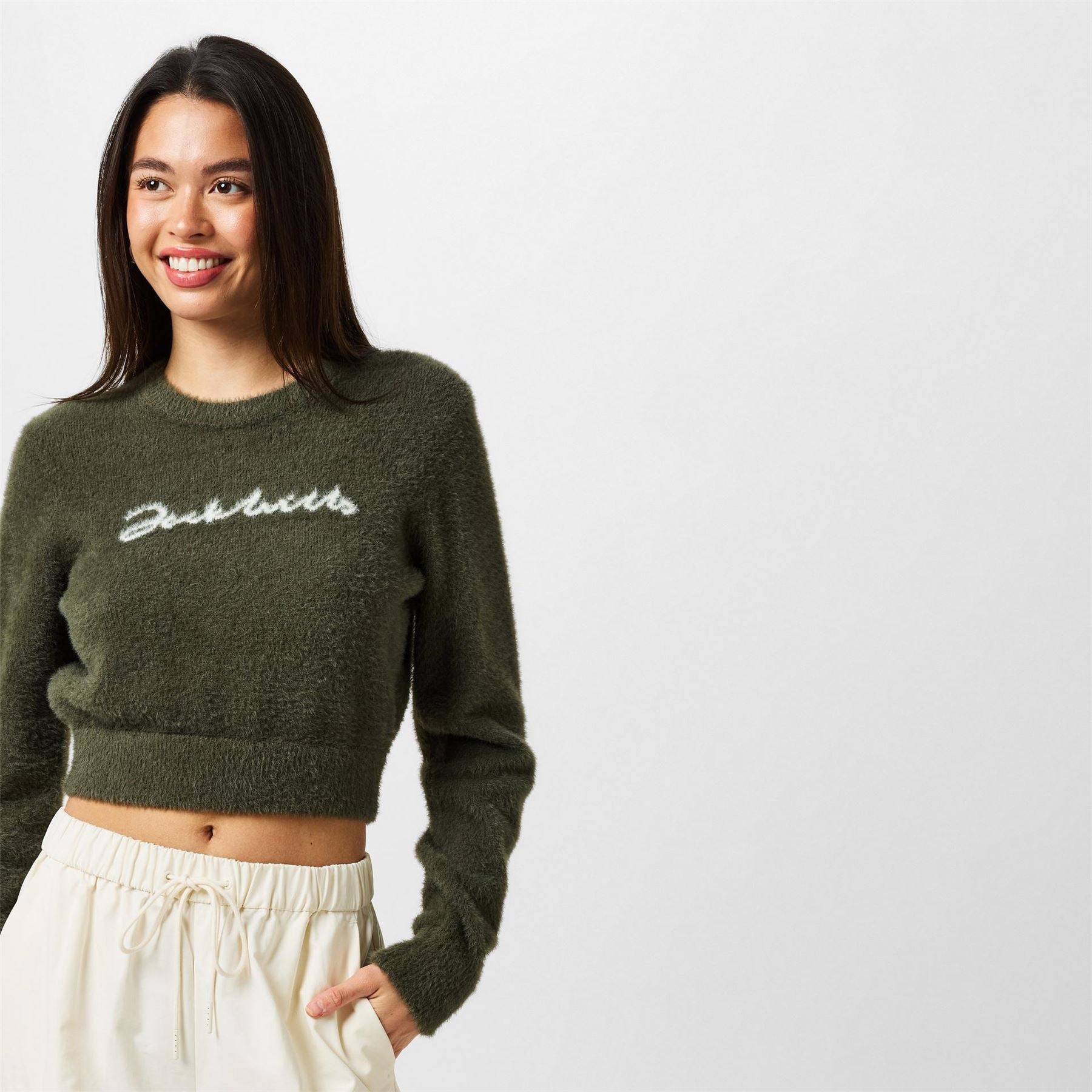 Jack Wills Jw Knitted Jacquard Cropped Crew Neck Jumper