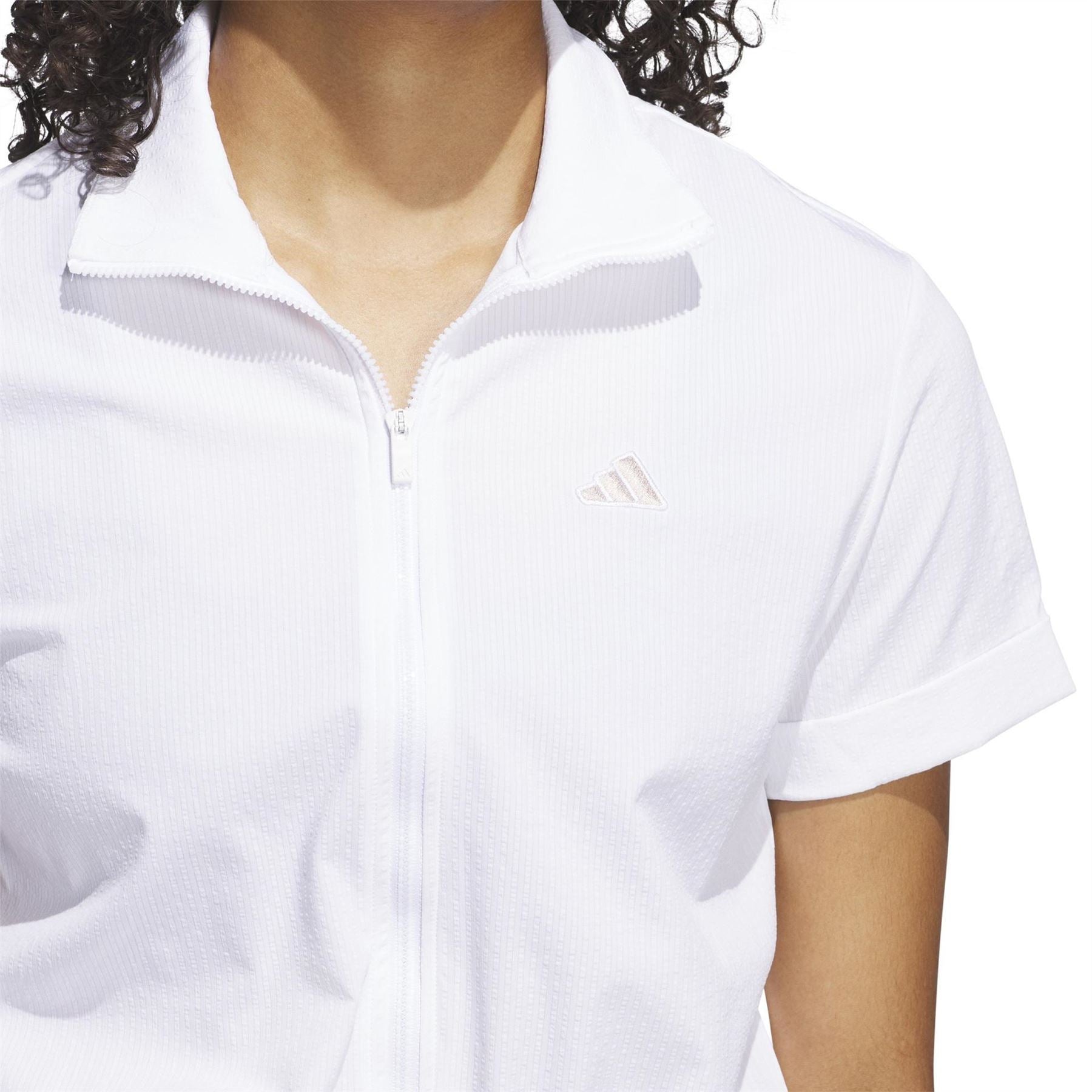 adidas Collared Neck Short Sleeve Solid Patterned Playsuit