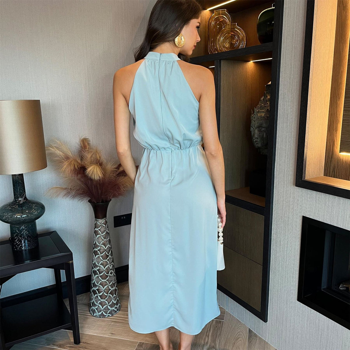 AX Paris Neck Dipped Hem Midi Dress