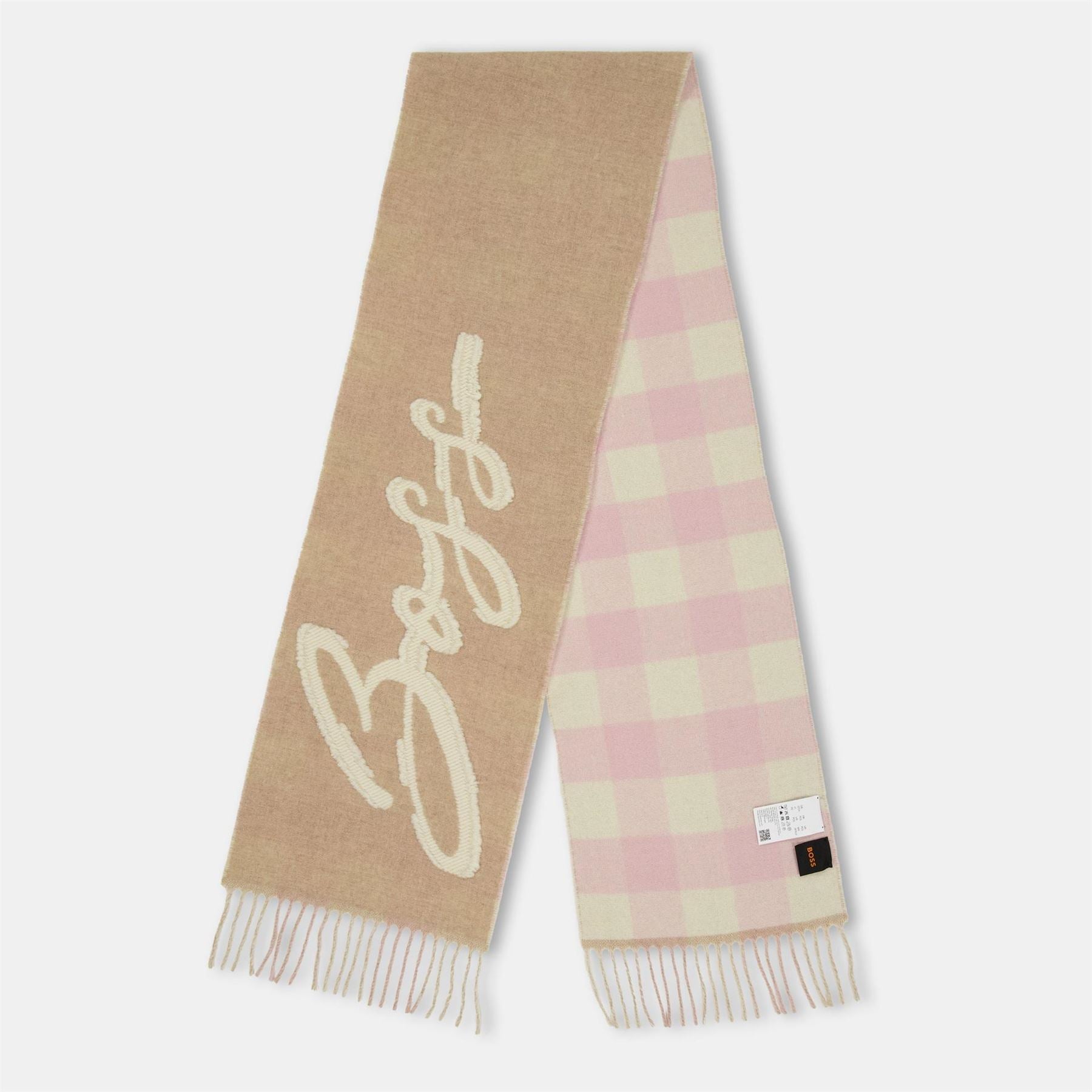 Boss Gingham Oblong Scarf with Logo