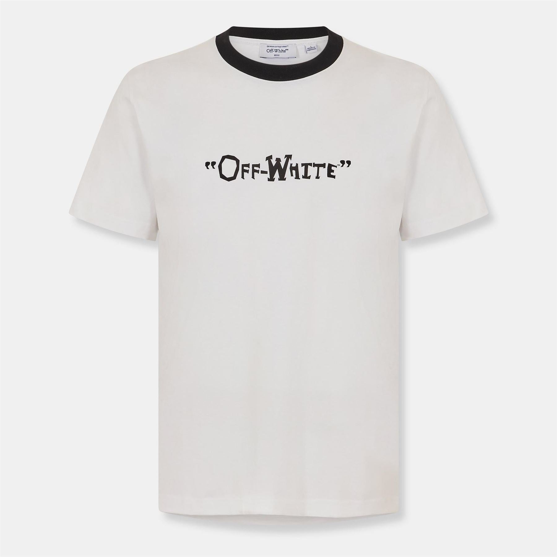 Off White Rib Crew Neck Short Sleeve T-Shirt