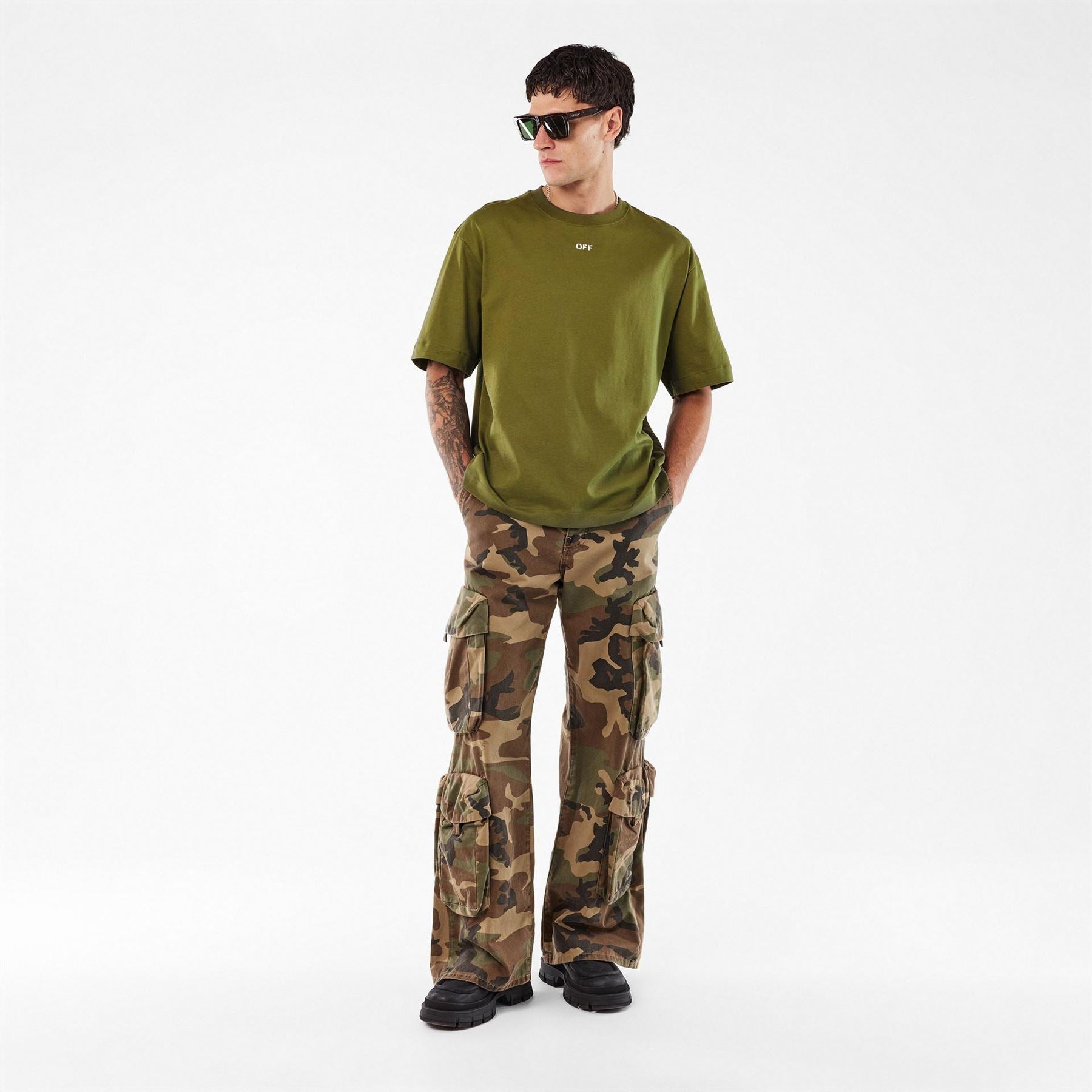 Off White Crew Neck Short Sleeve Skate T-Shirt