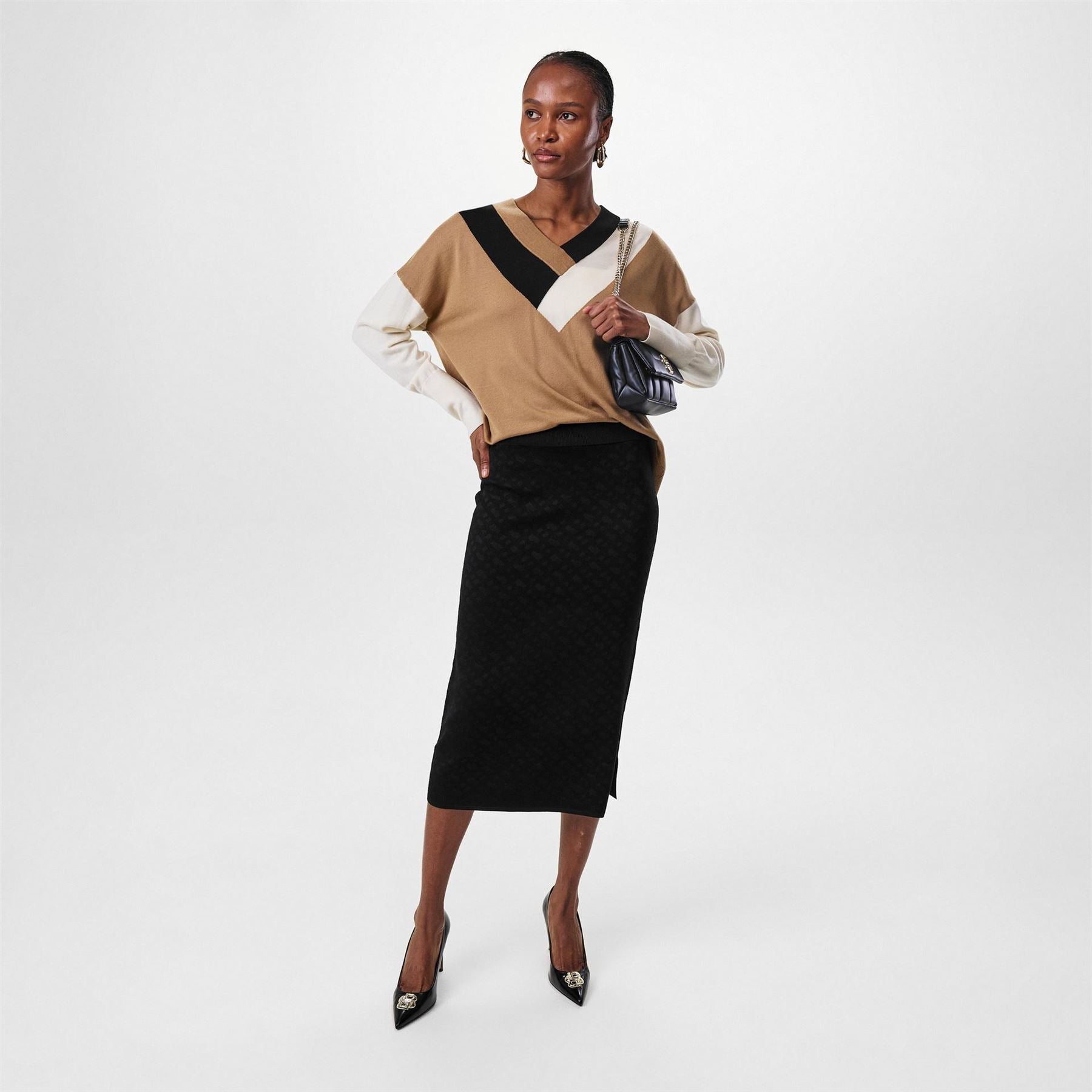 Boss Floricana Tricolour Colour Block Jumper