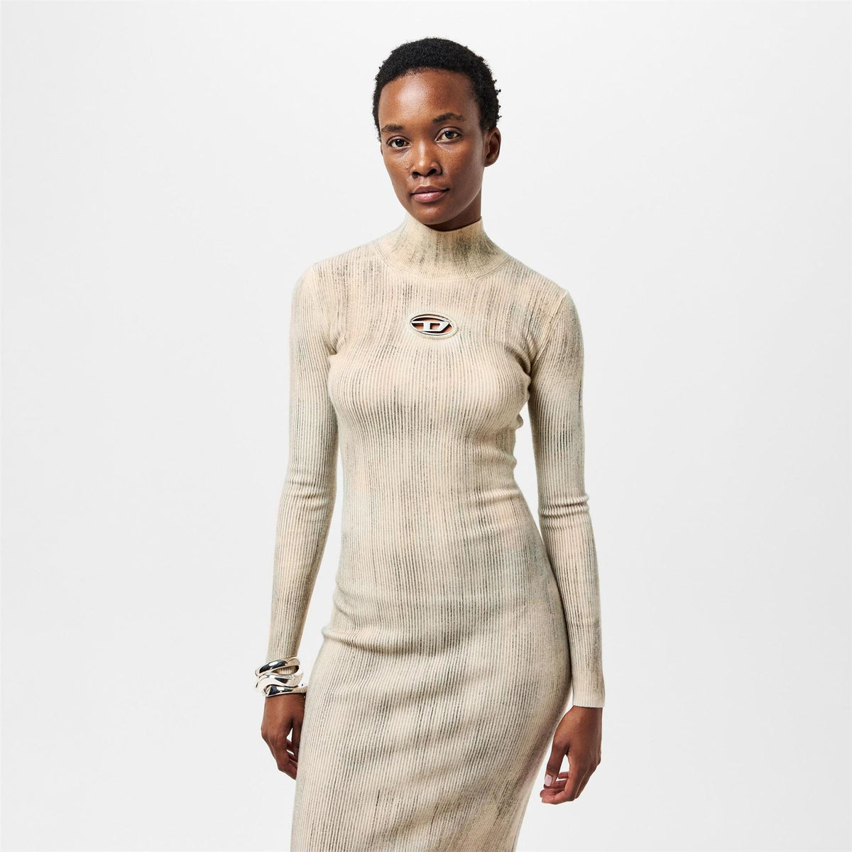 Diesel Zary C High Neck Long Sleeve Maxi Dress