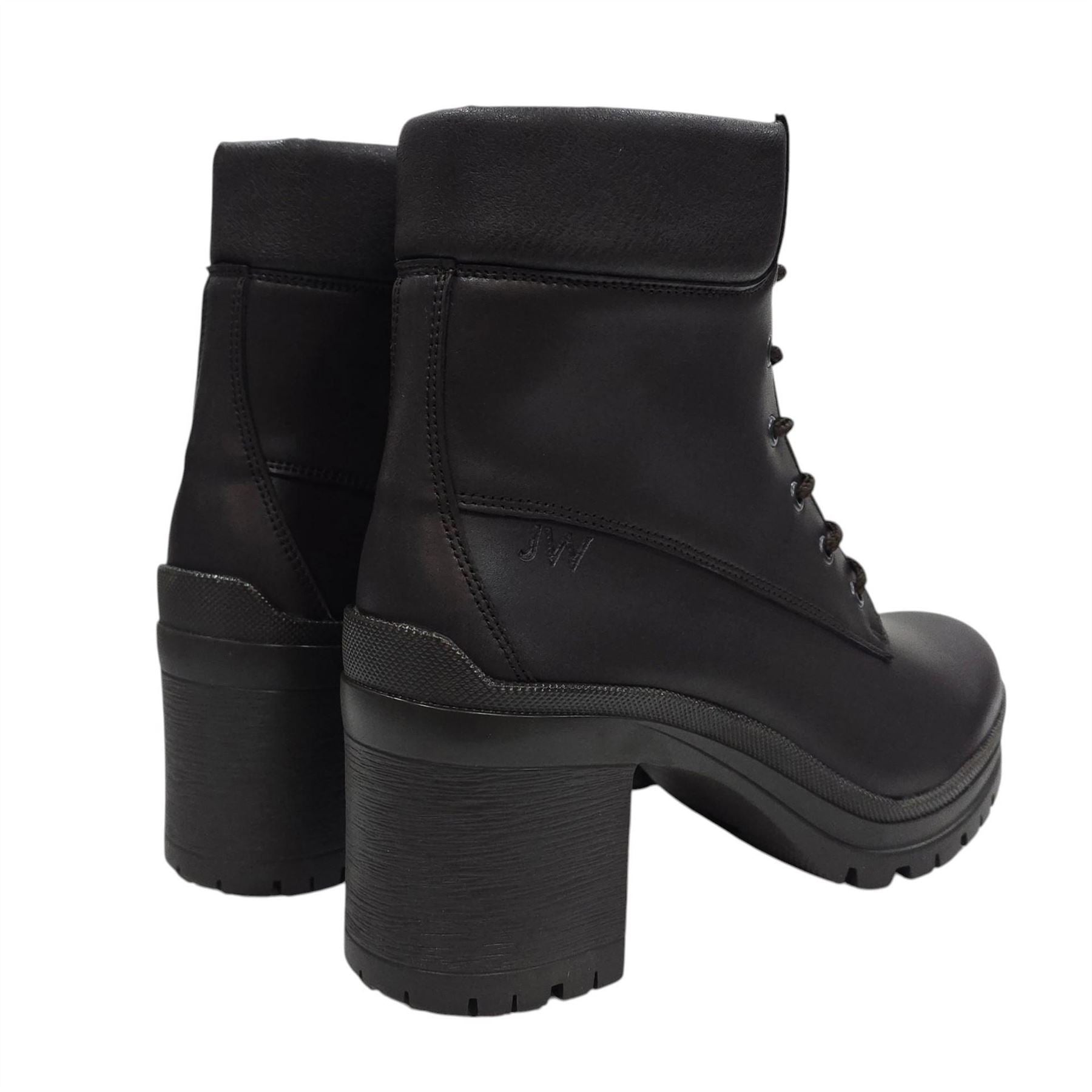 Jack Wills Premium Leather Block Heel Lace Up Ankle Boots