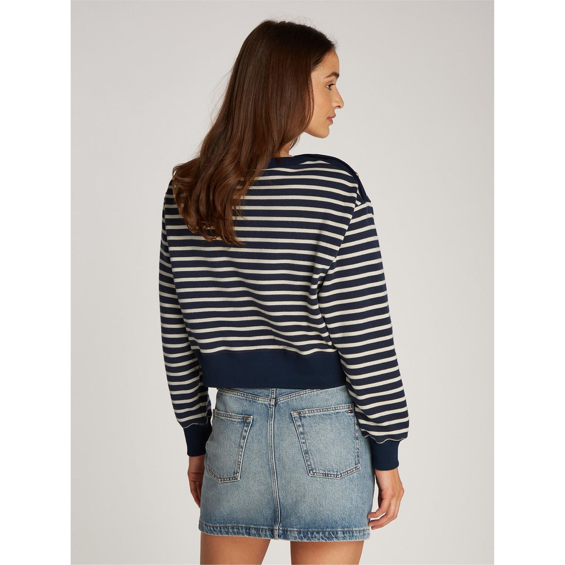 Tommy Hilfiger Gold Button Boat Neck Sweatshirt