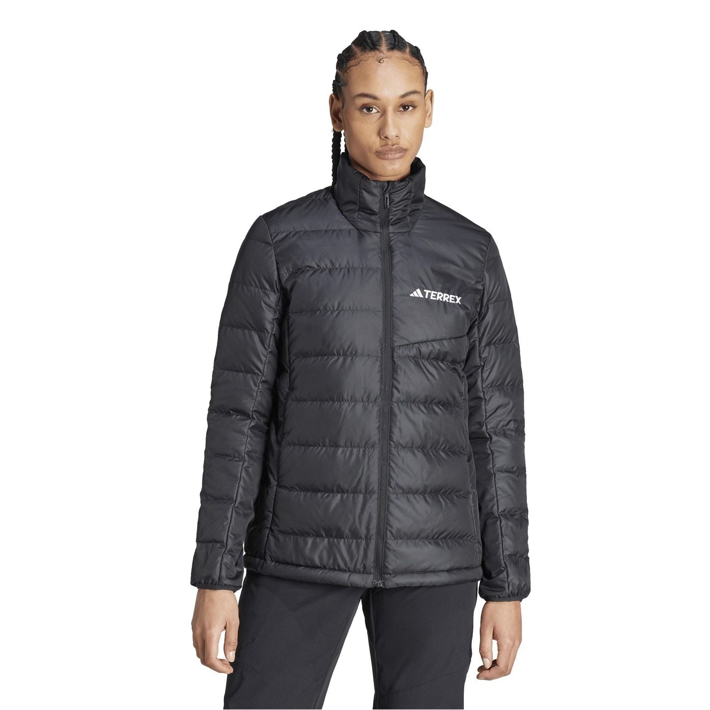 adidas Solid Patterned Zipped Pocket Down Jacket