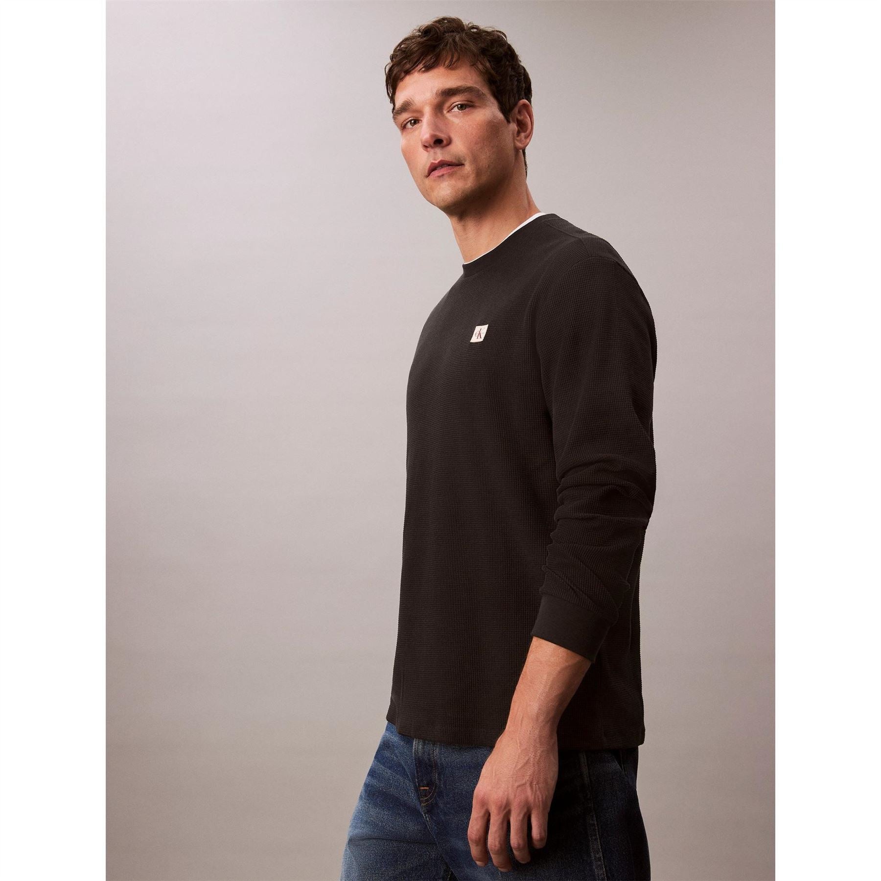 Calvin Klein Jeans Waffle Long Sleeve Crew Neck T-Shirt