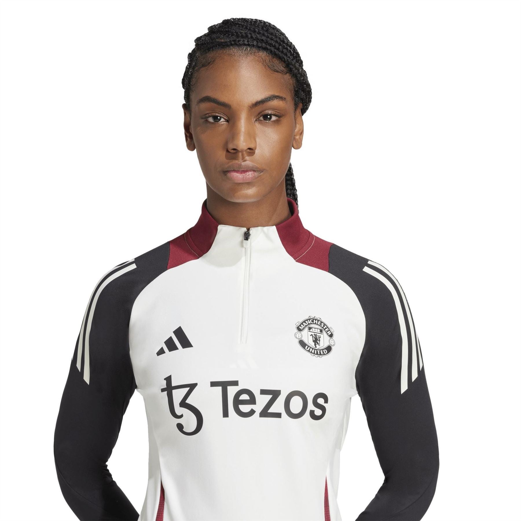 adidas Manchester United Zip Neck Raglan Sleeve Athletic Top