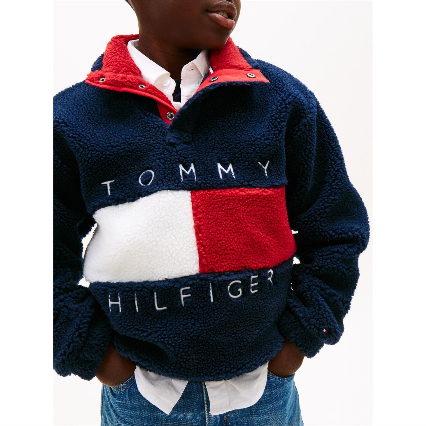 Tommy Hilfiger Heritage Embroidered Box Print Funnel Neck Sweatshirt