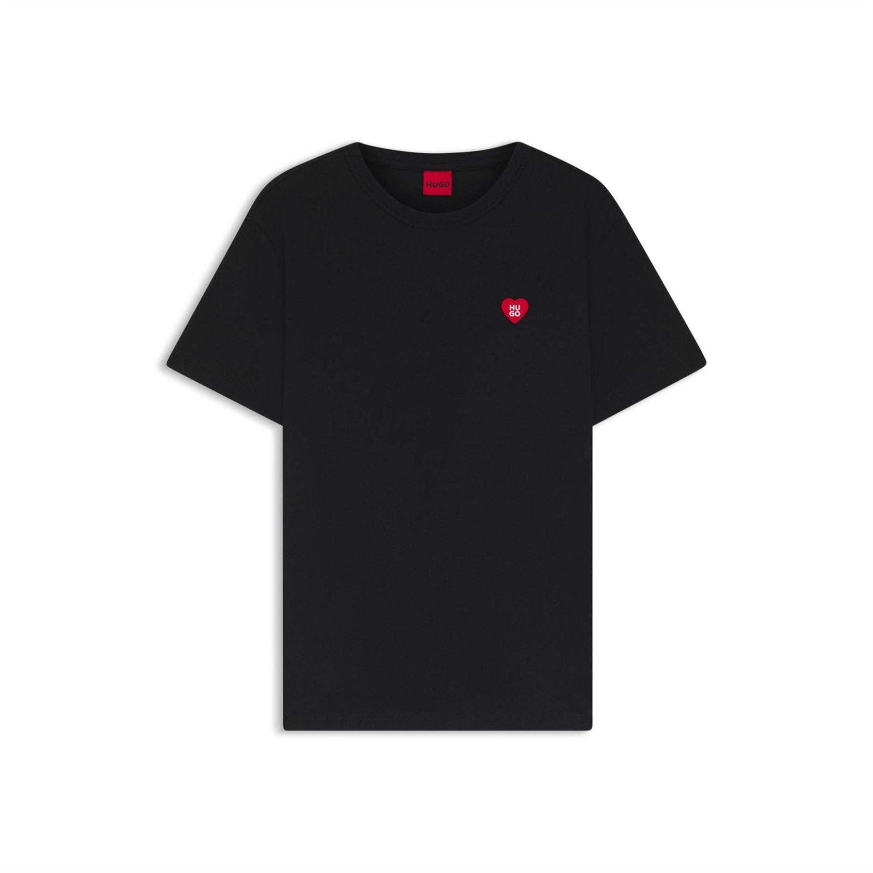 Hugo HUGO Damacia Short Sleeve T Shirt with Heart Logo Detail