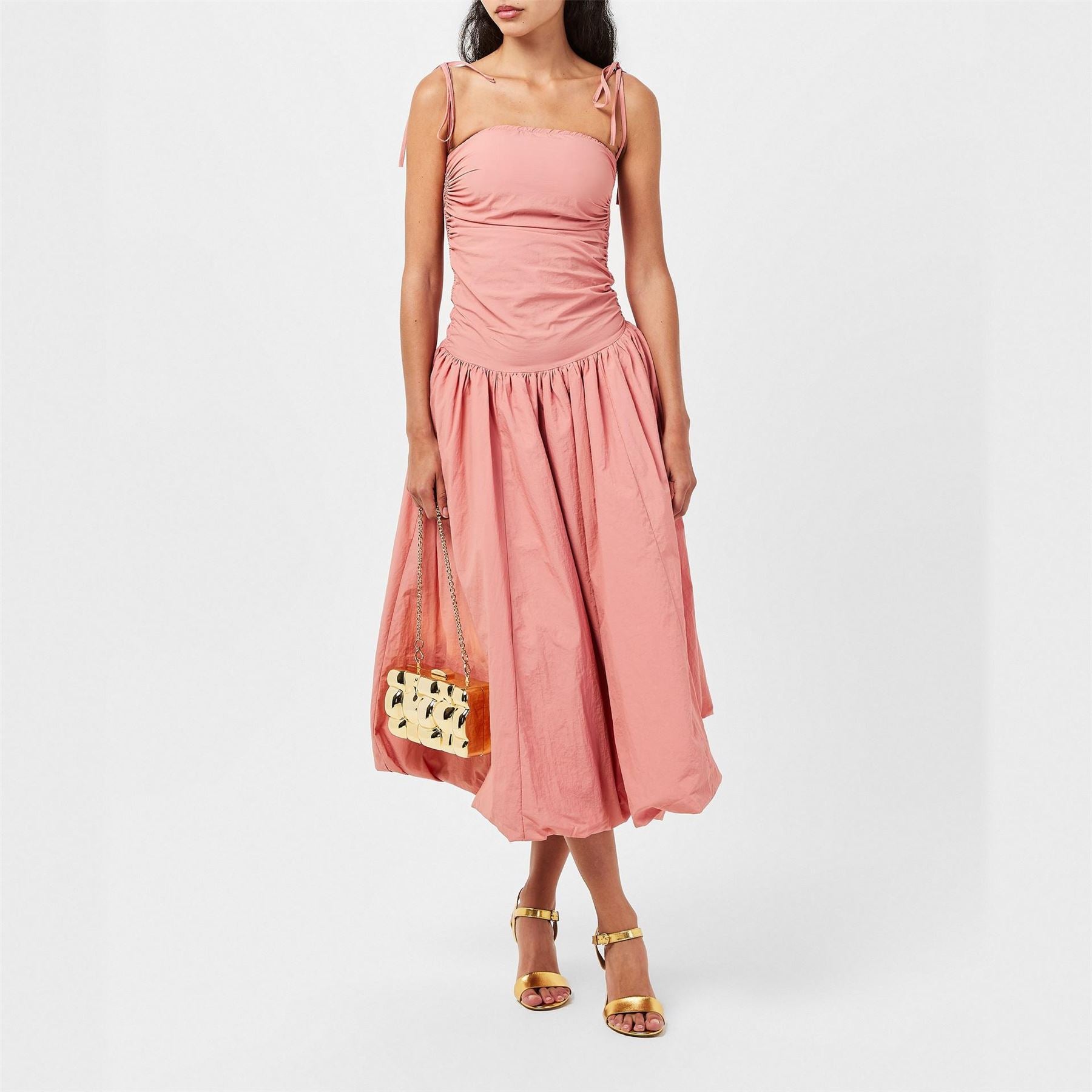 AmyLynn Puffball Square Neck Midi Peplum Dress