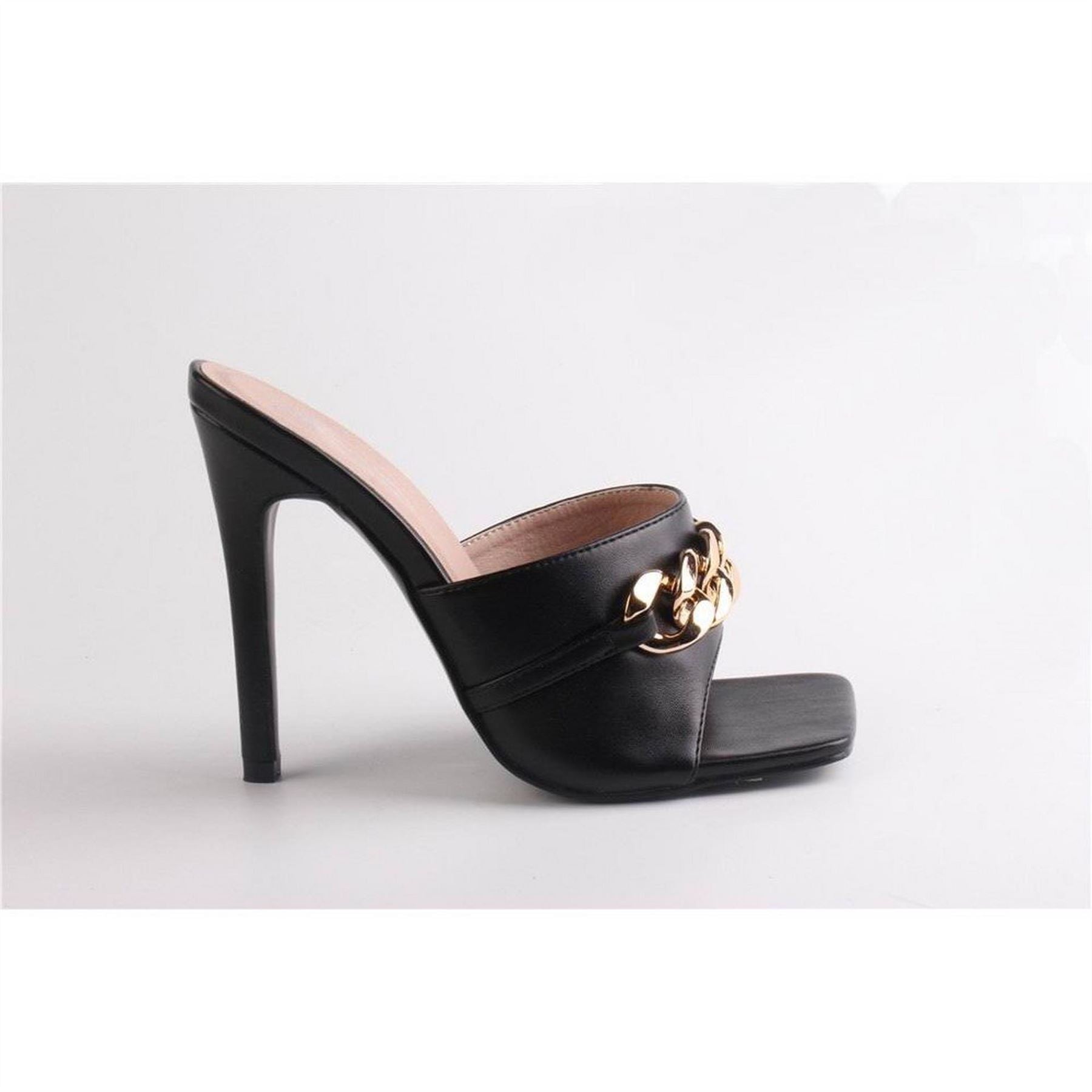 No Doubt Doub G Chain Open Toe Stiletto Mules