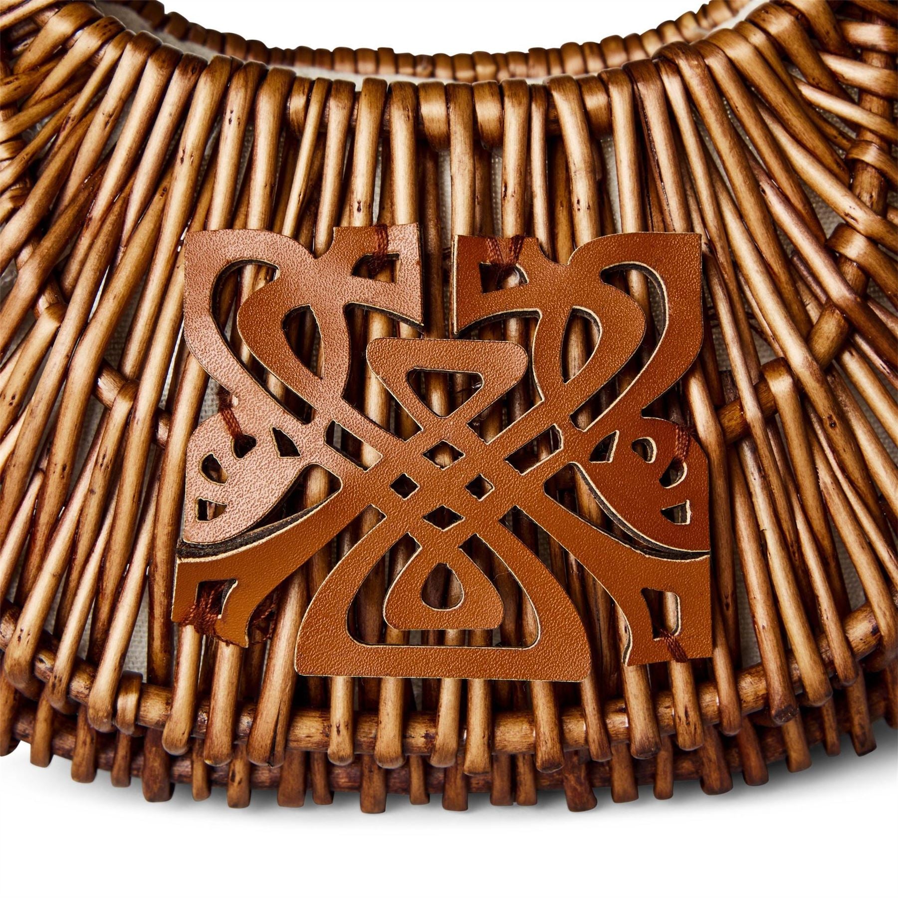 Biba Wicker Shoulder Handbag with Leather Patch
