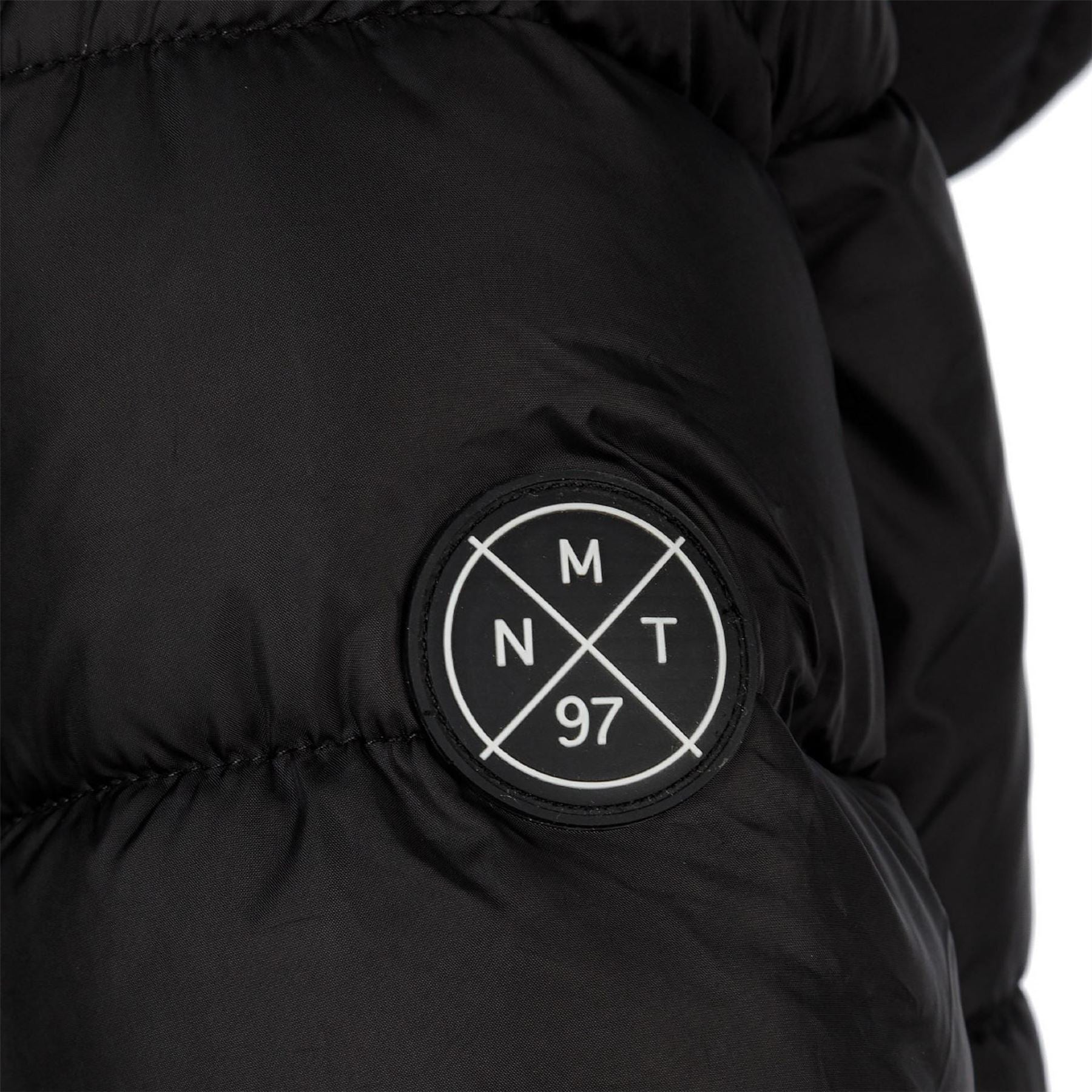 Minoti Boys Long Padded Coat With Hood And Snap Details Black