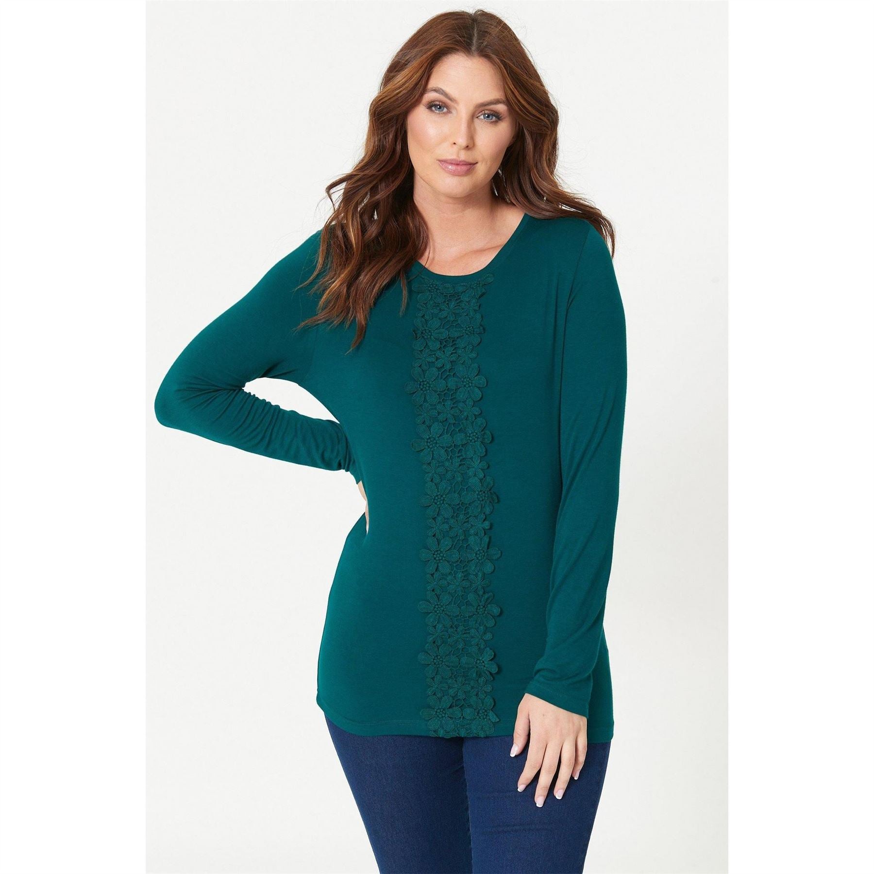 Be You Crochet Trim Long Sleeve T-Shirt