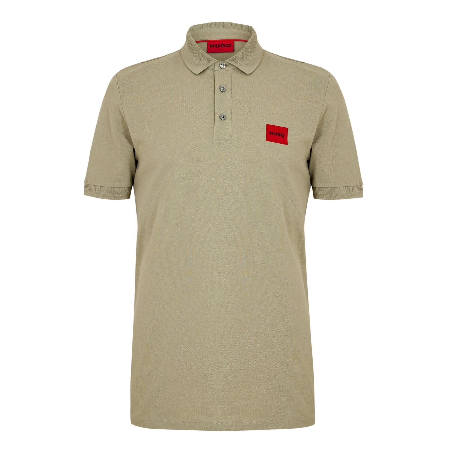 Hugo HUGO Deruso Short Sleeve Polo Shirt with Logo Detail and Ribbed Collar   Premium Cotton