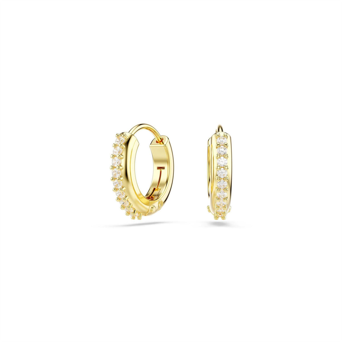 Swarovski Hoop Earrings, Round Cut, White, Rhodium Plated