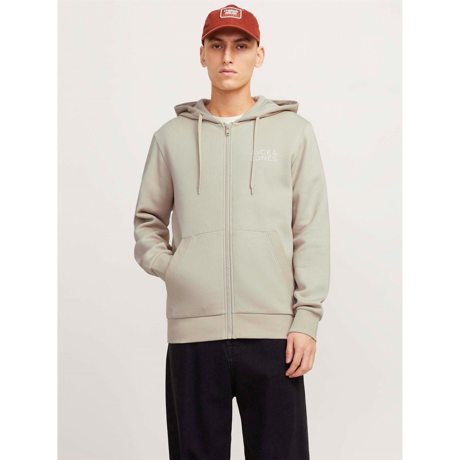 Jack and Jones Mens Corp Logo Sweat Zip Hood
