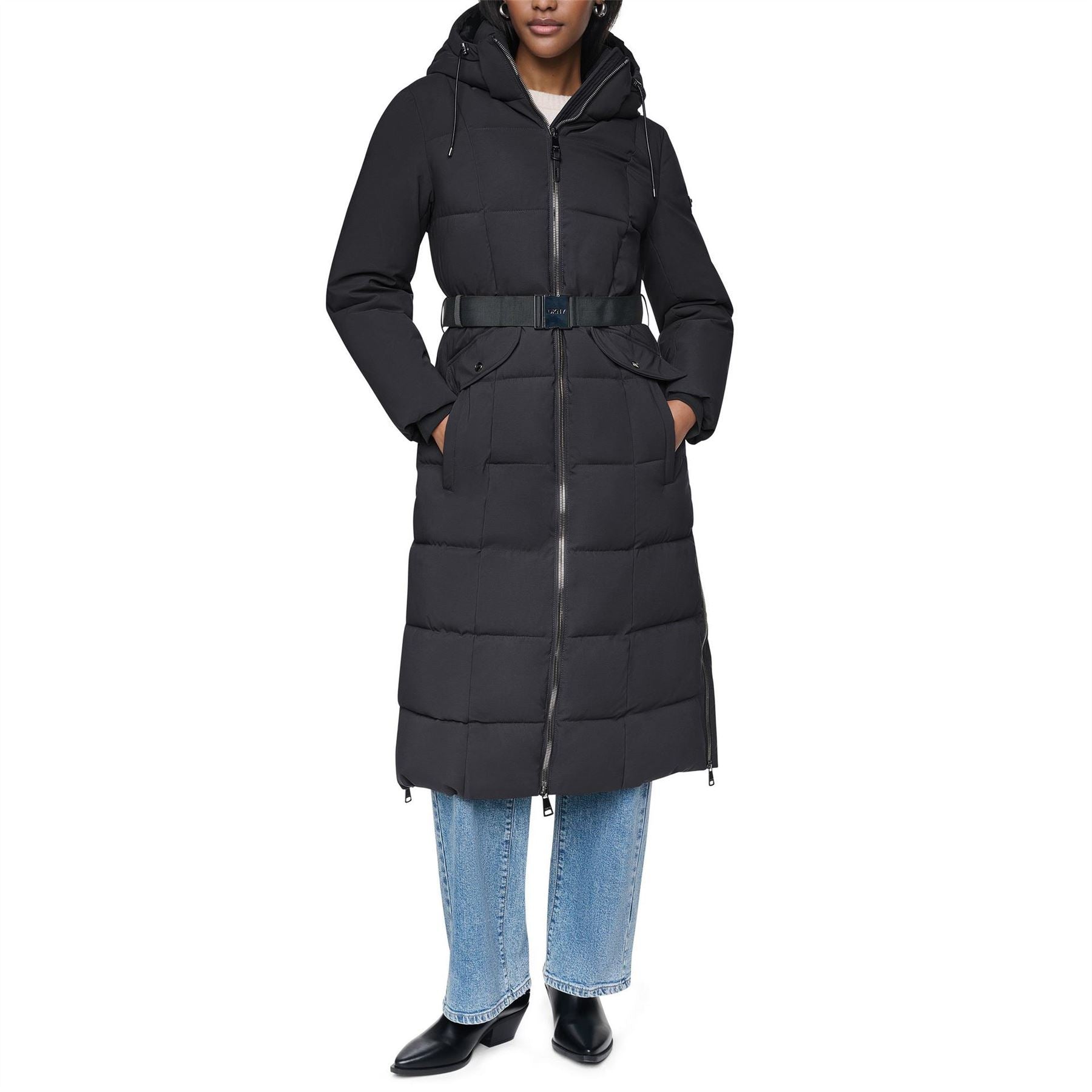 DKNY Outerwear Insulated Quilted Long Puffer Jacket