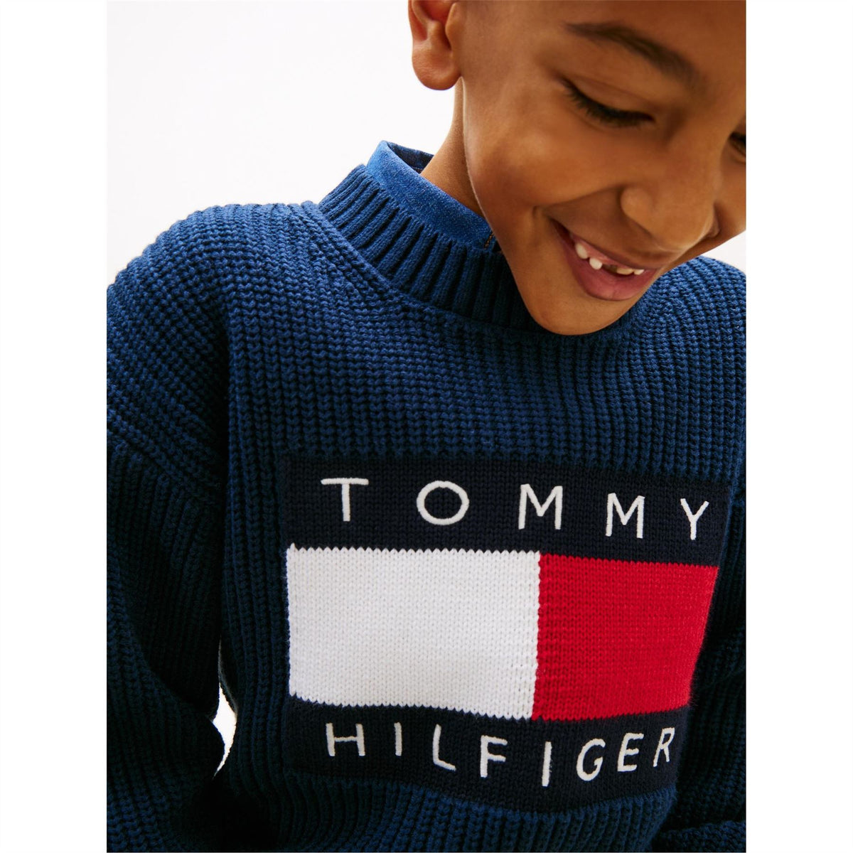 Tommy Hilfiger Heritage Embroidered Crew Neck Ribbed Collar Sweater