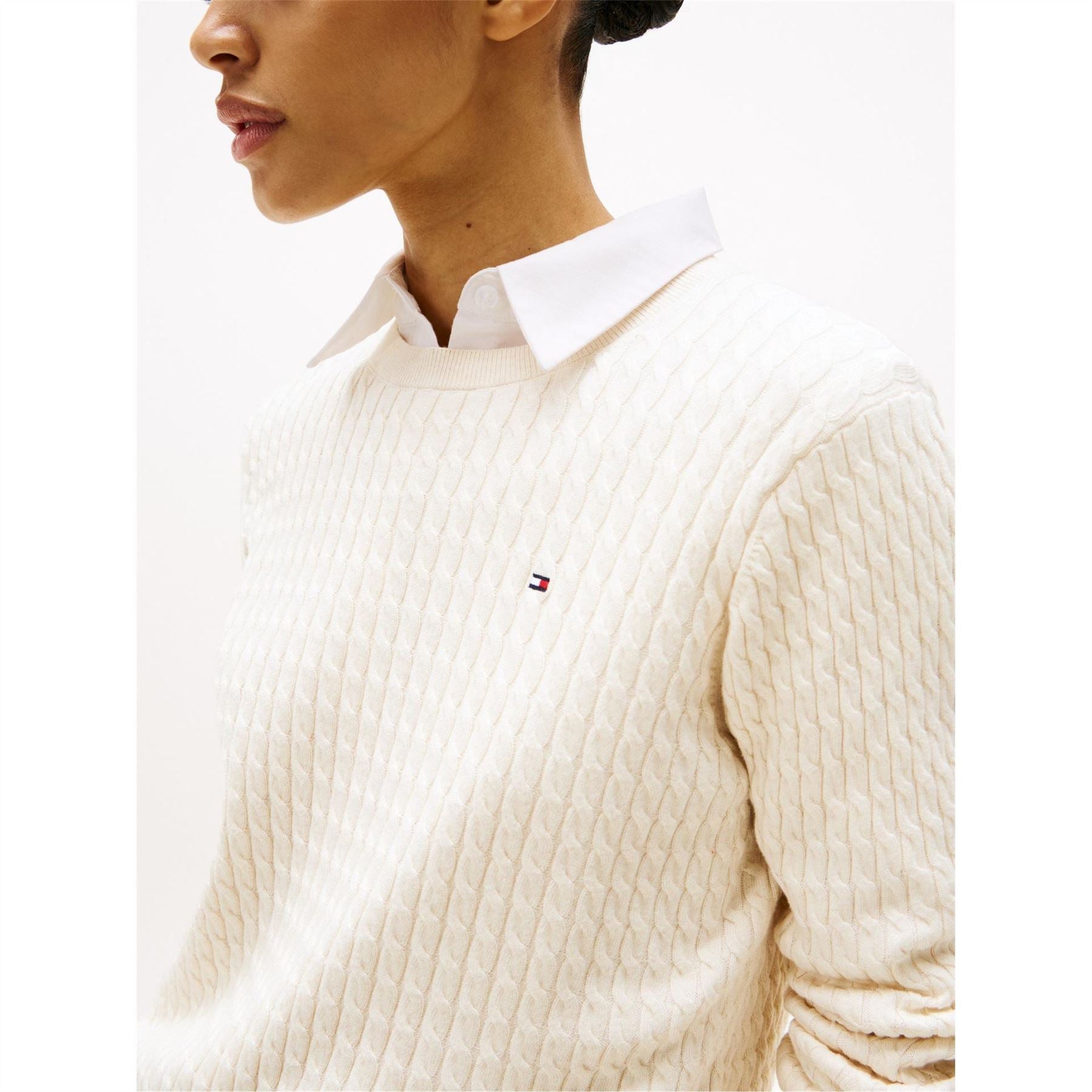 Tommy Hilfiger Cable Detail Crew Neck Long Sleeve Sweater