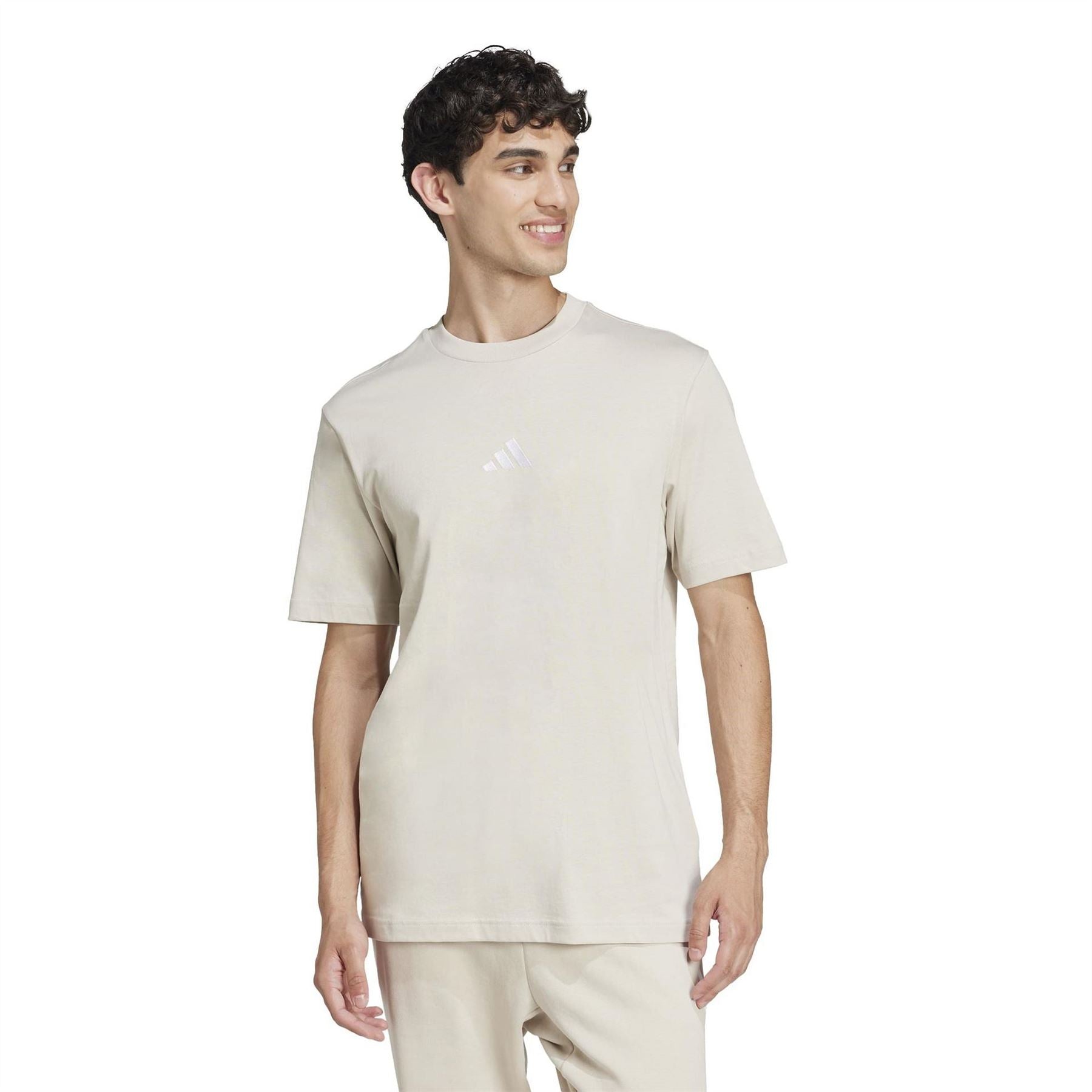 adidas Mens Essentials Single Jersey Linear Embroidered Logo T-Shirt