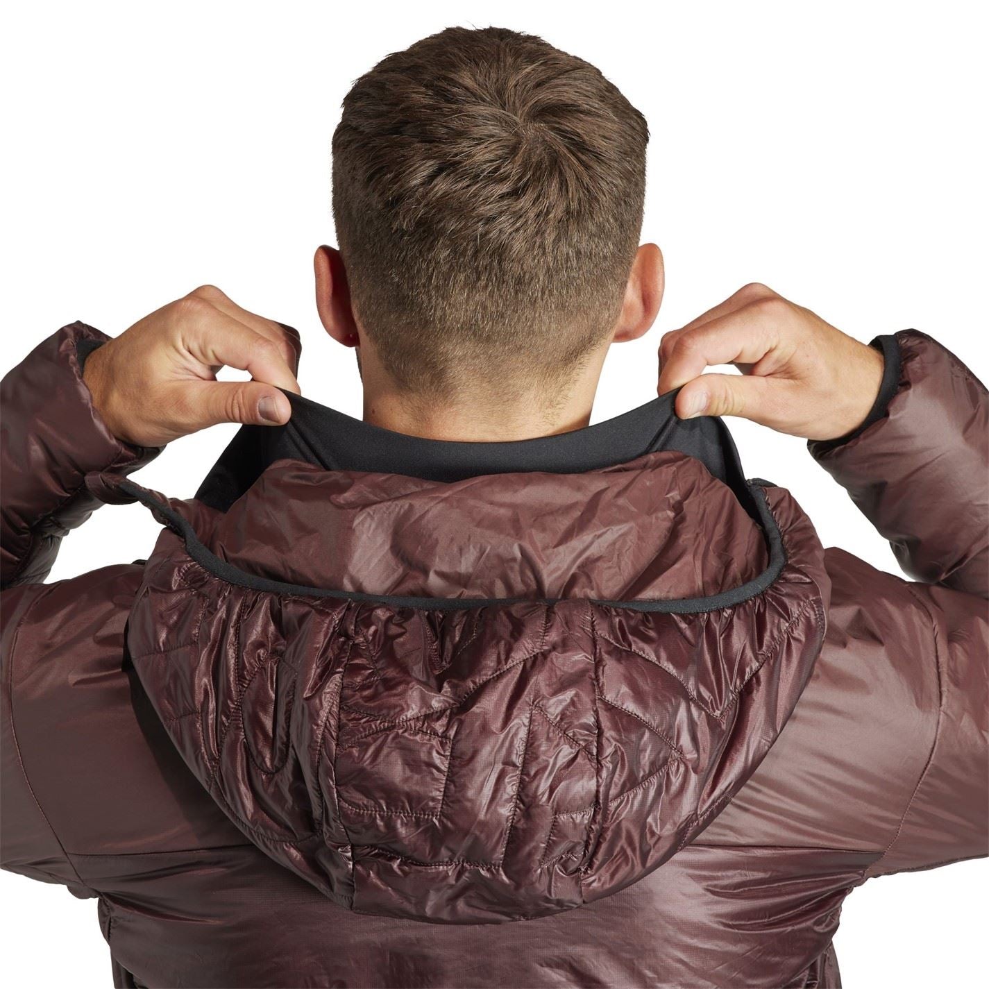 adidas Solid Patterned Hooded Puffer Jacket