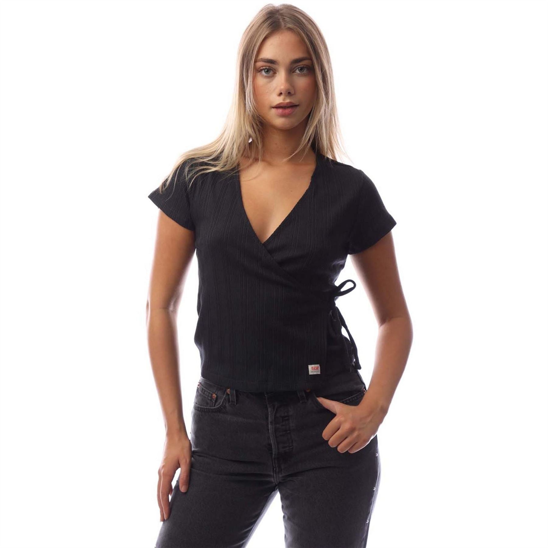 Levis V-Neck Short Sleeve Wrap Blouse