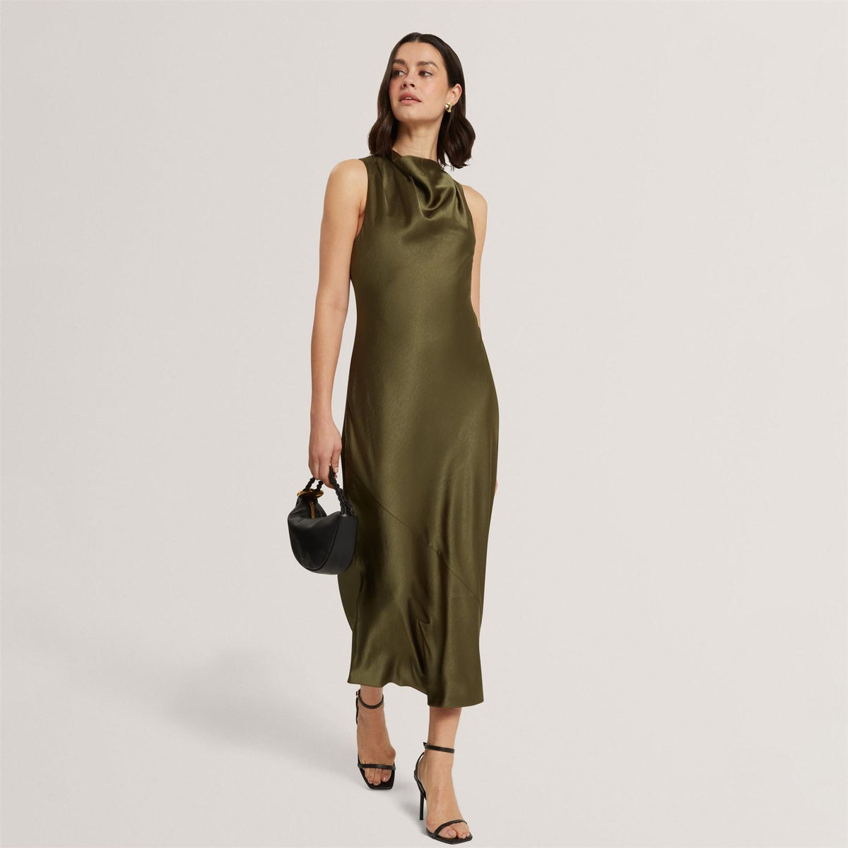 Ted Baker Baker Sleeveless Cowl Neck Satin Midi Dress