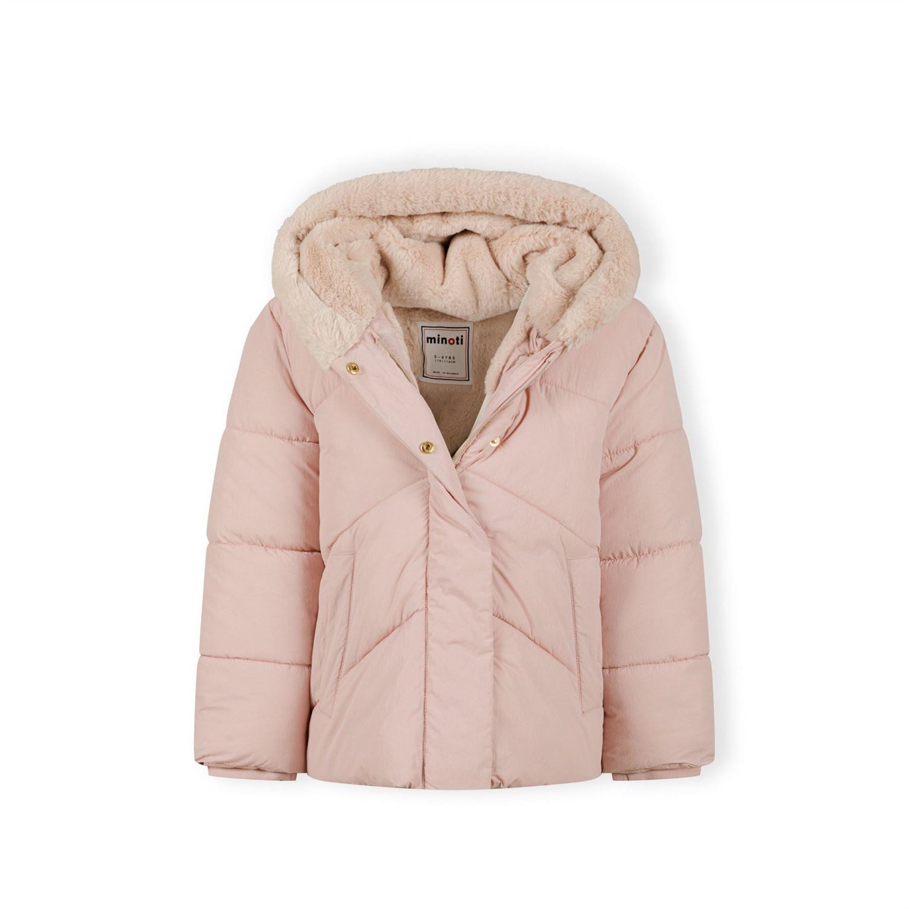 Minoti Girls Warm Padded Jacket With Hood Pink