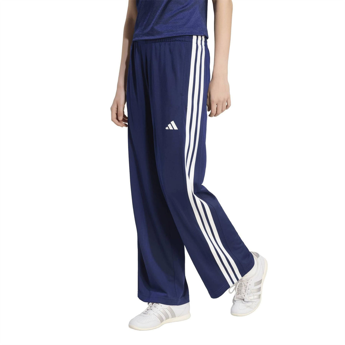 adidas Three Stripes Wide Leg Mid Rise Athletic Pants