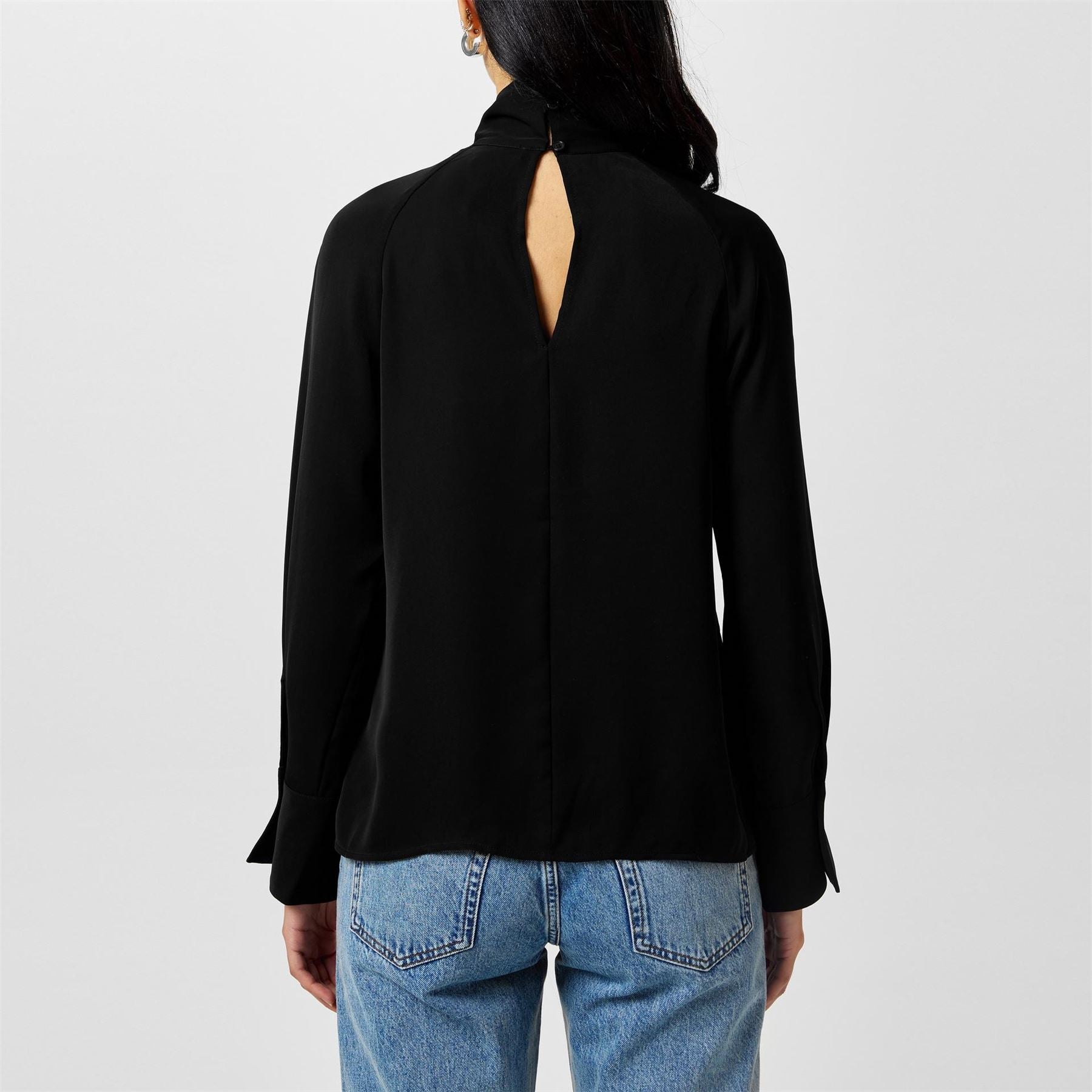 French Connection Tie Neck Long Sleeve Regular Fit Blouse