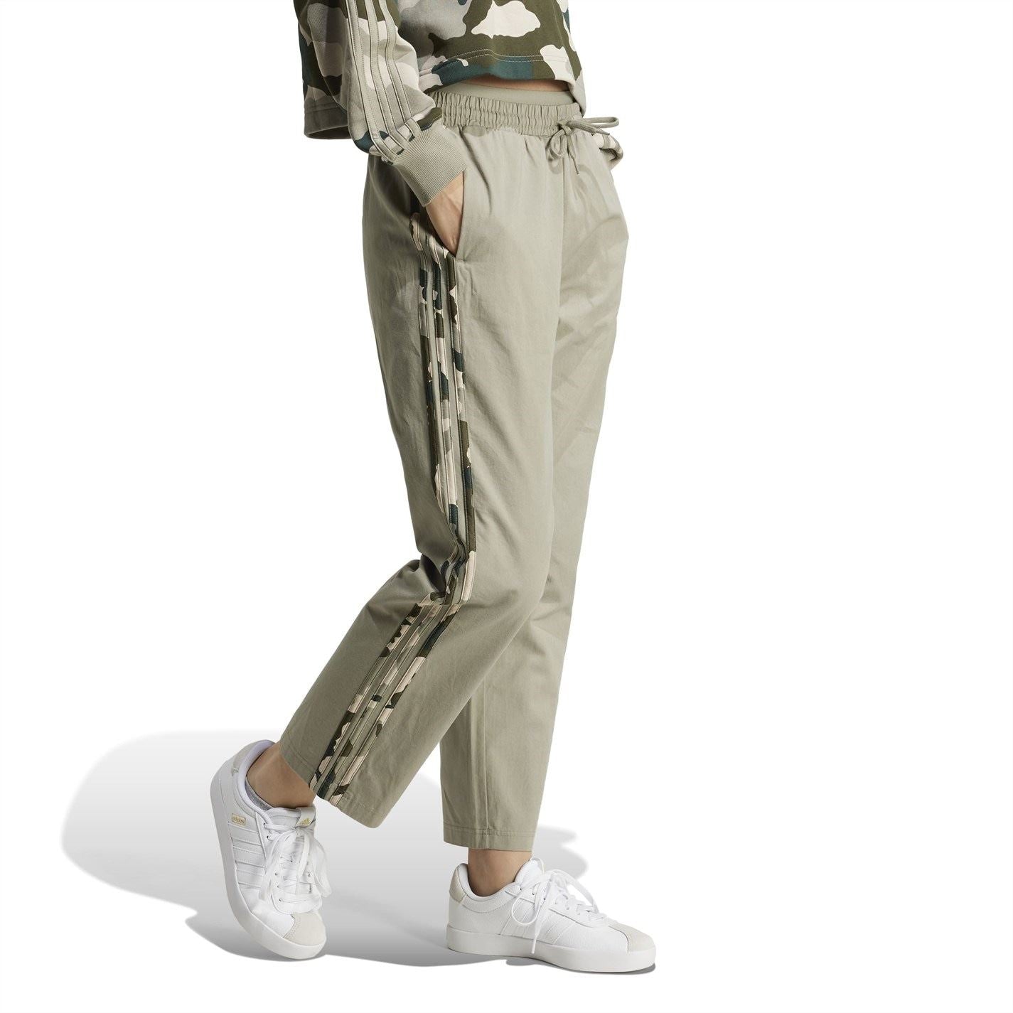 adidas Womens Essentials Camo Print 3 Stripes Twill Trousers