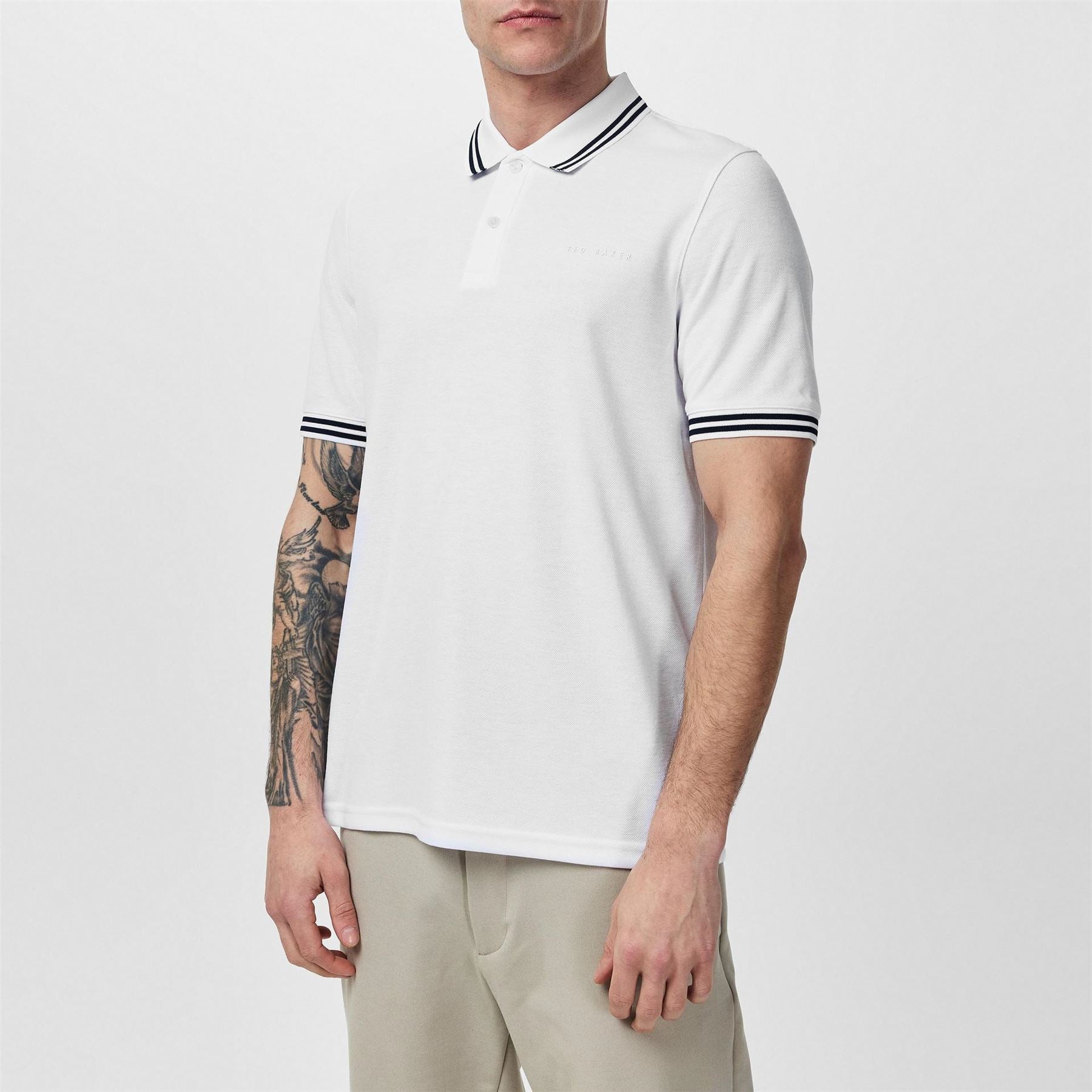 Ted Baker Striped Trim Short Sleeve Polo Shirt