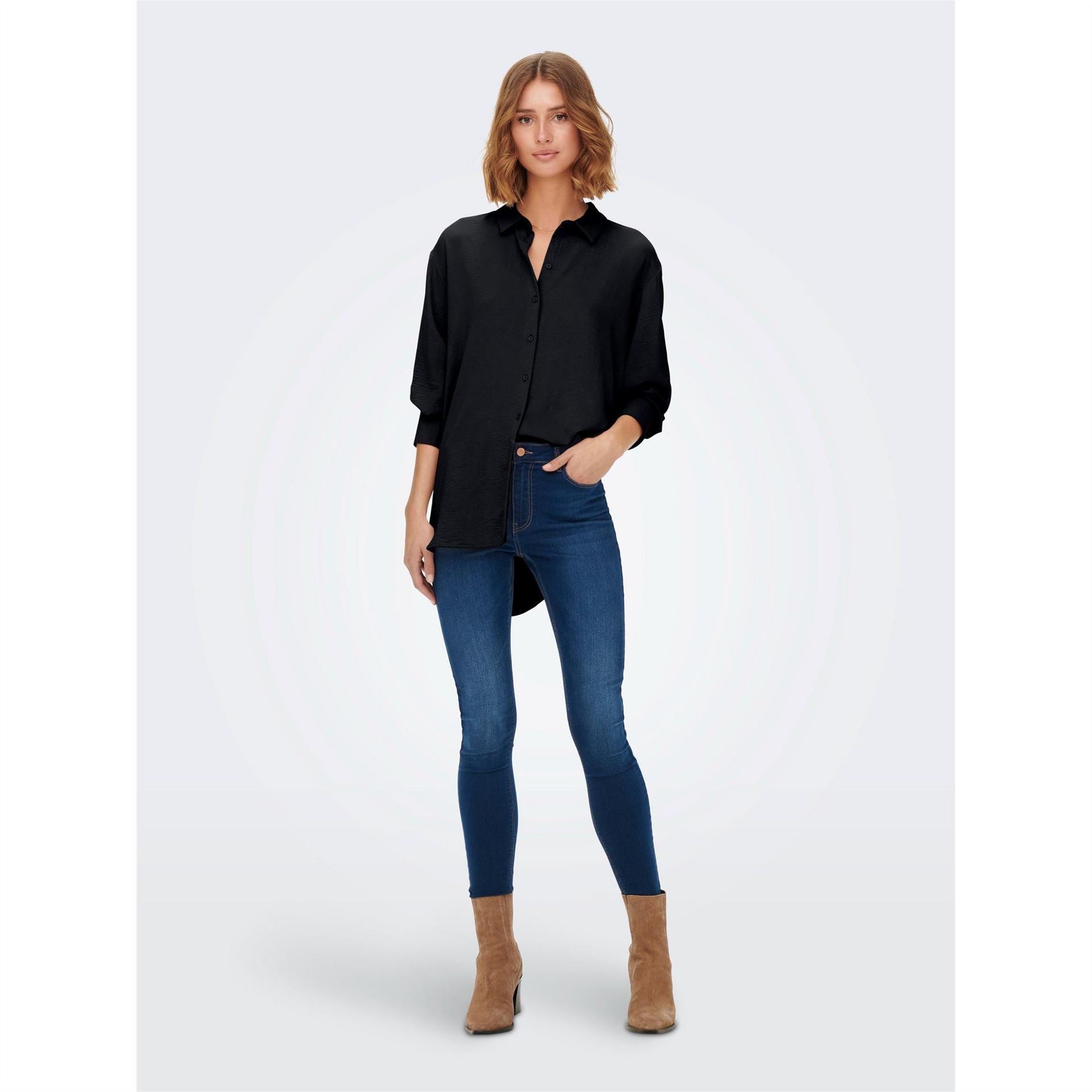 Only Collared Neck Shirt Collar Three-Quarter Sleeve Shirt