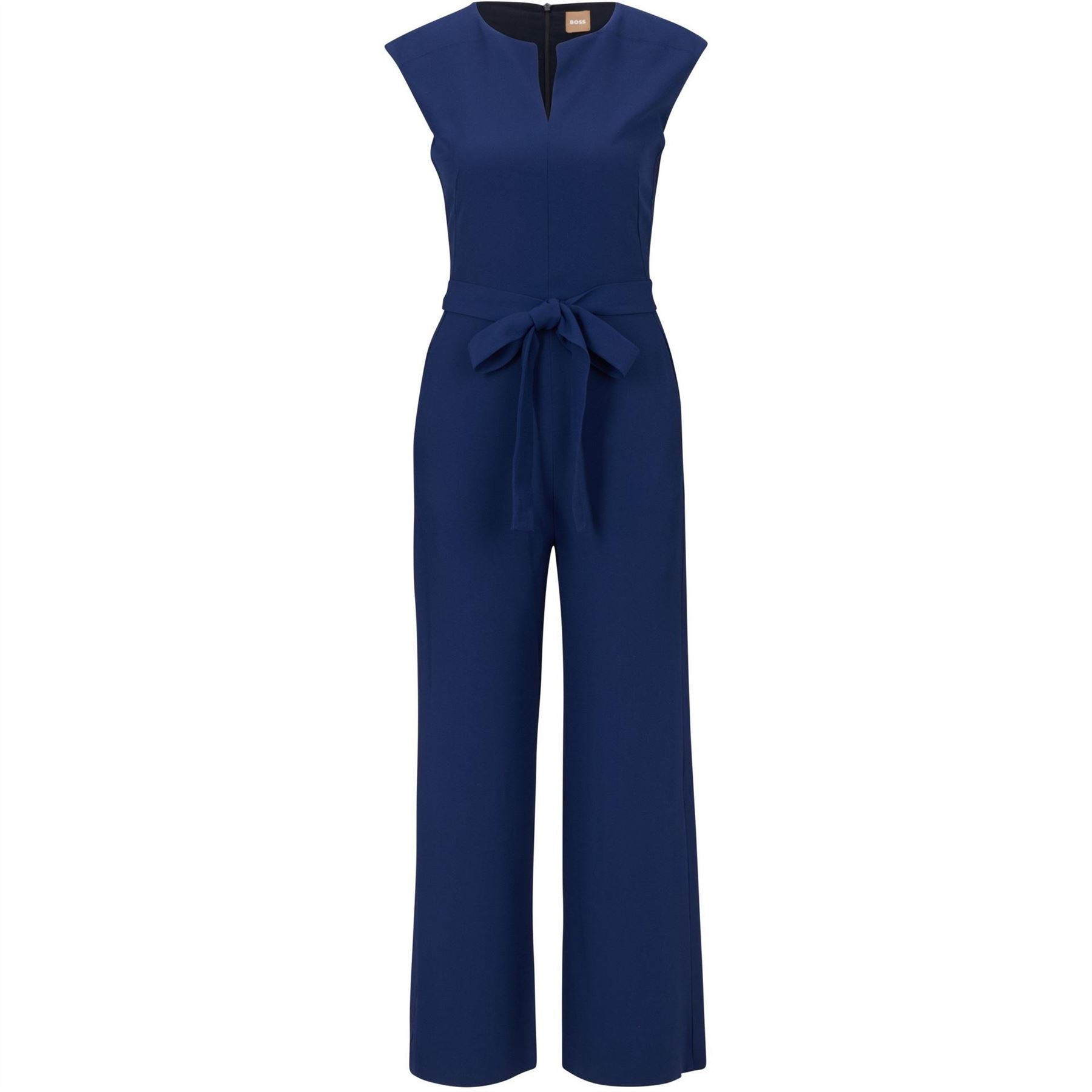 Boss V-Neck Solid Patterned Sleeveless Jumpsuit