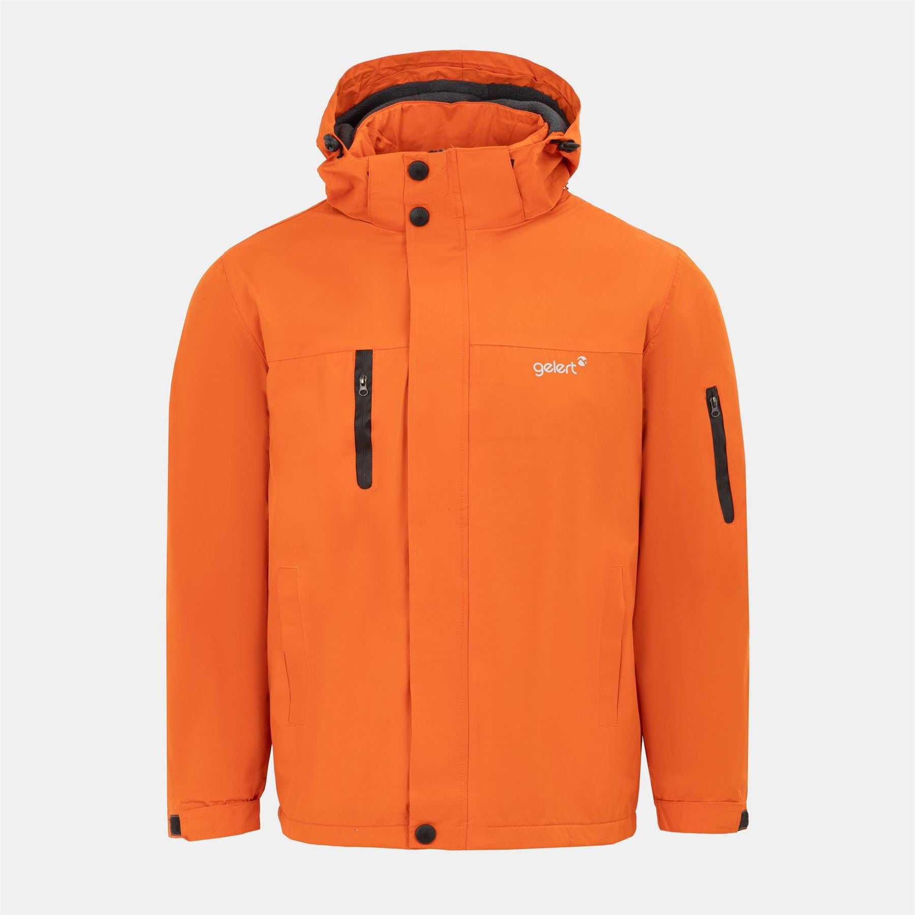 Gelert Hooded Snap Button Solid Patterned Parka Jacket with Zipped Pocket