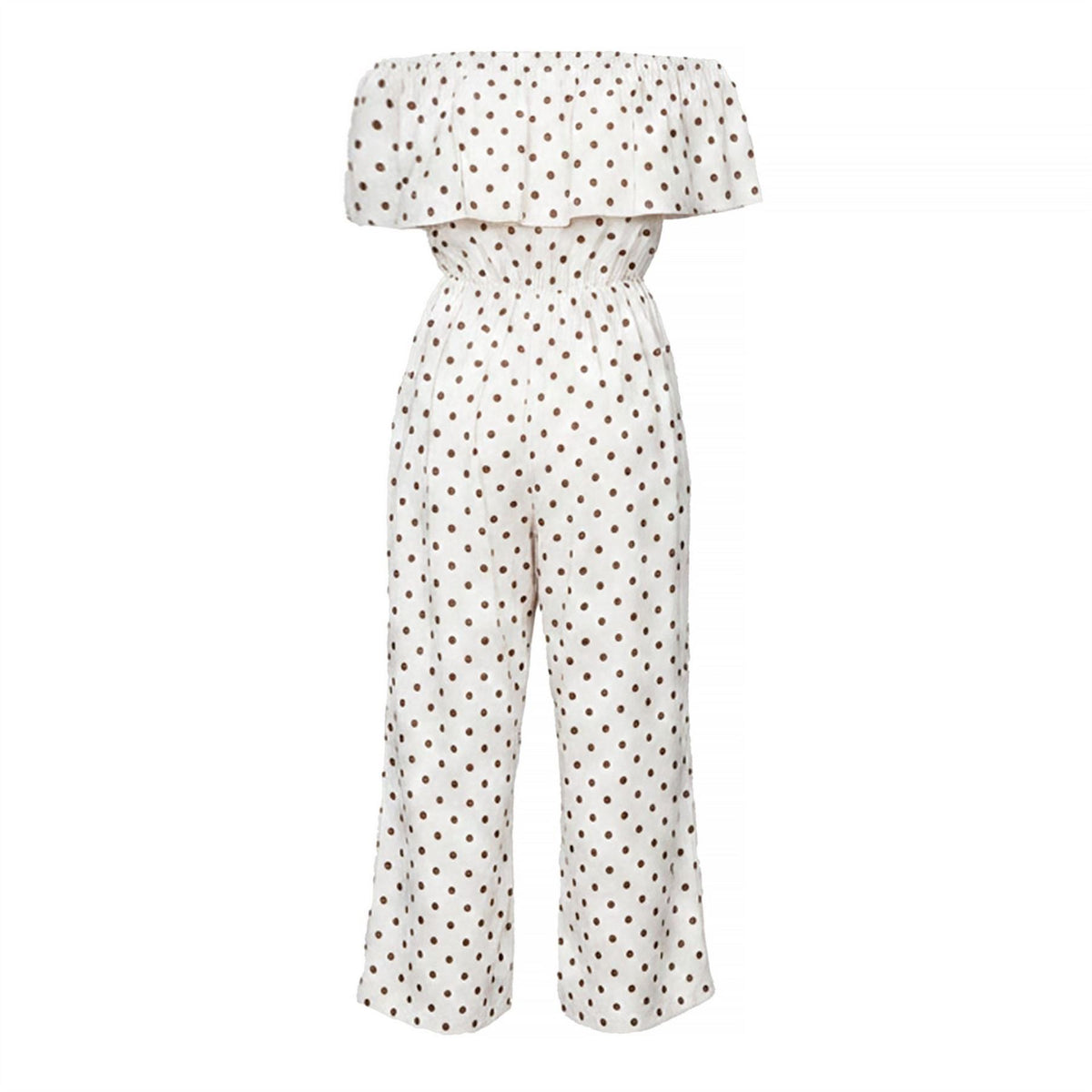 AX Paris And Brown Polka Dot Bardot Frill Culotte Jumpsuit