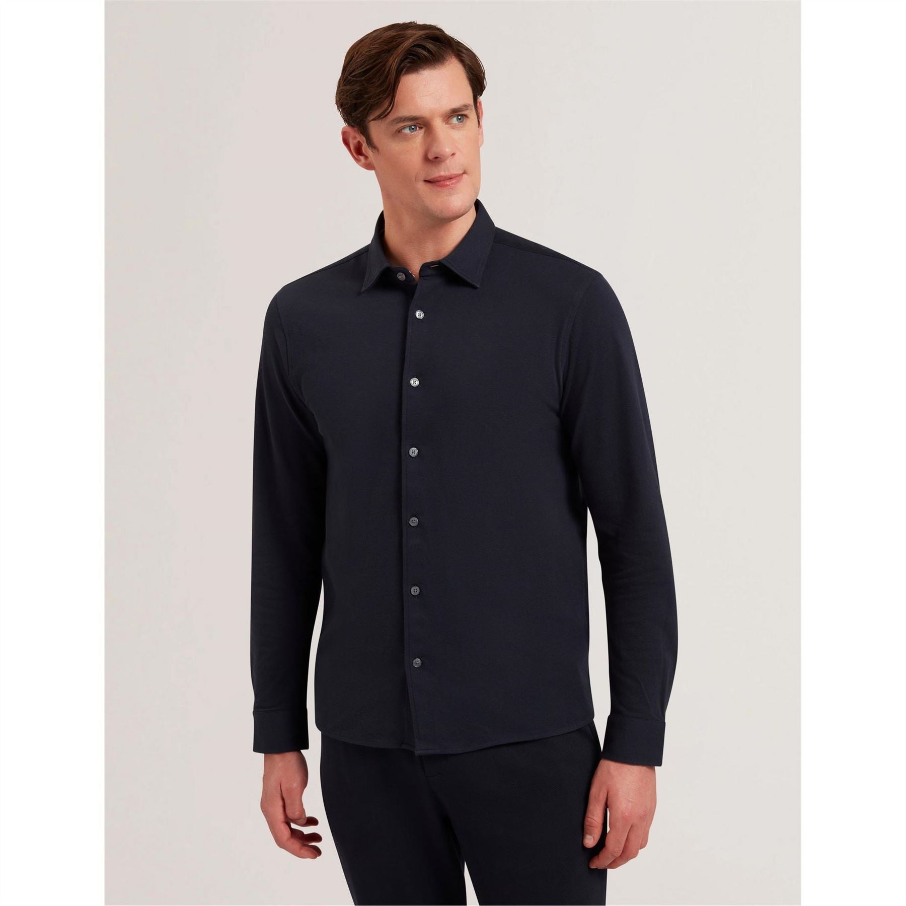 Ted Baker Luckey Pique Long Sleeve Plain Shirt