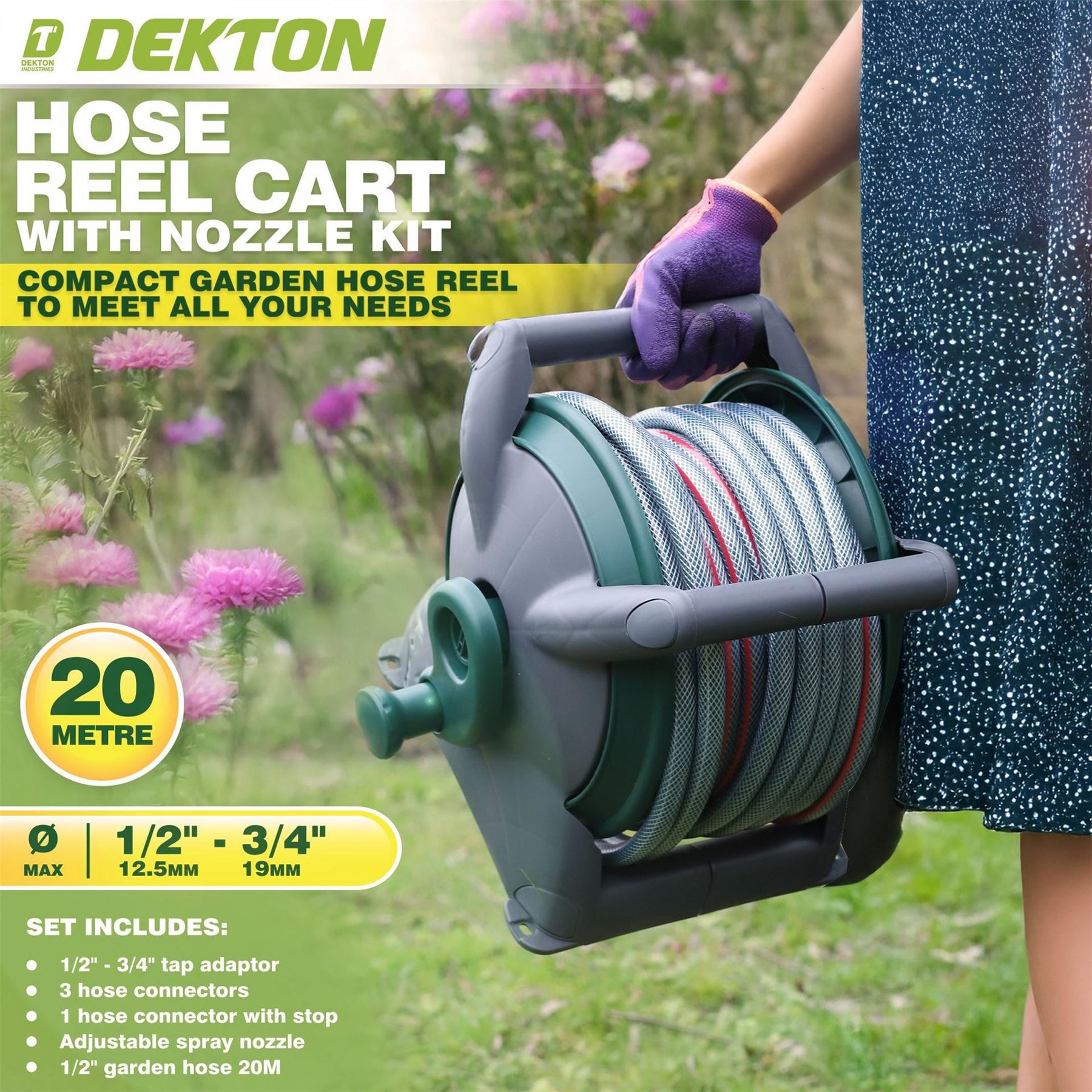 Dekton Hose Reel Cart With Nozzle Kit