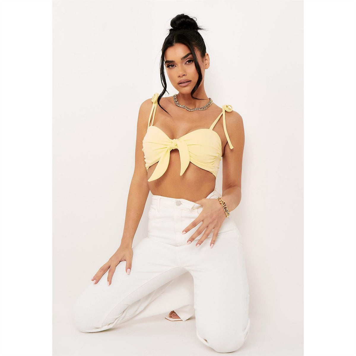 Missy Empire Front Strappy Crop Top