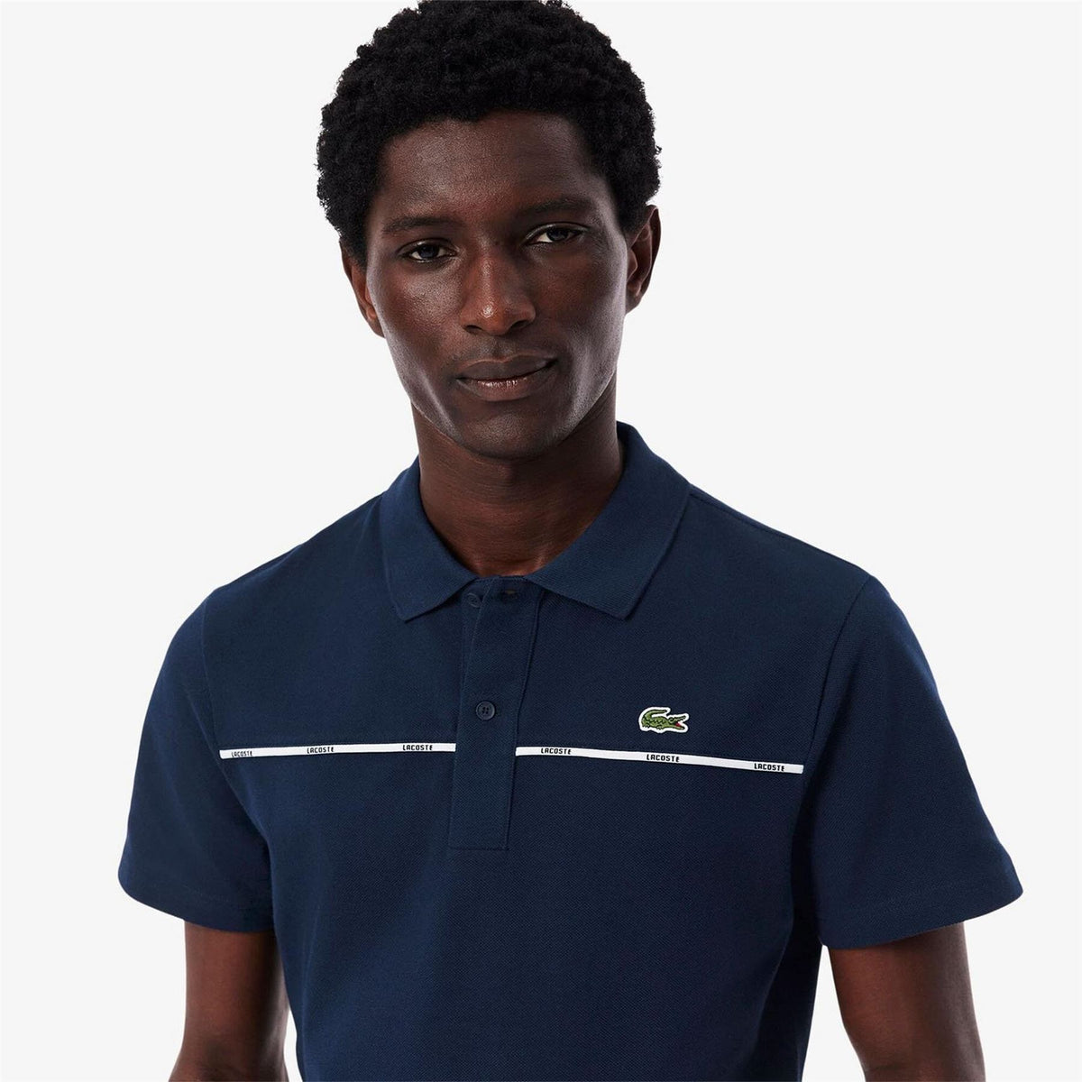 Lacoste Crocodile Print Collared Neck Short Sleeve Polo Shirt
