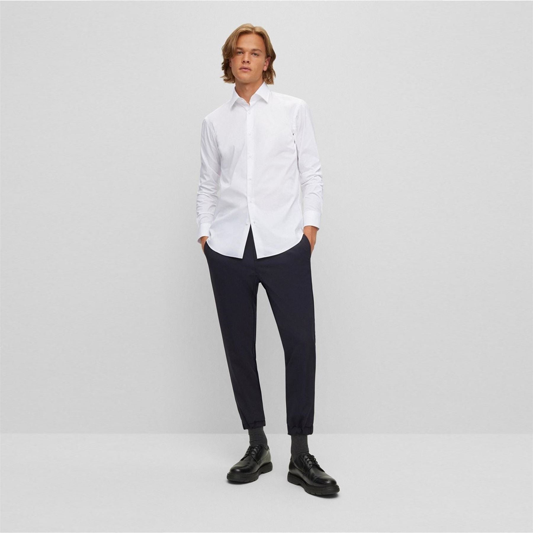 Boss Joe Collared Neck Point Collar Long Sleeve Shirt