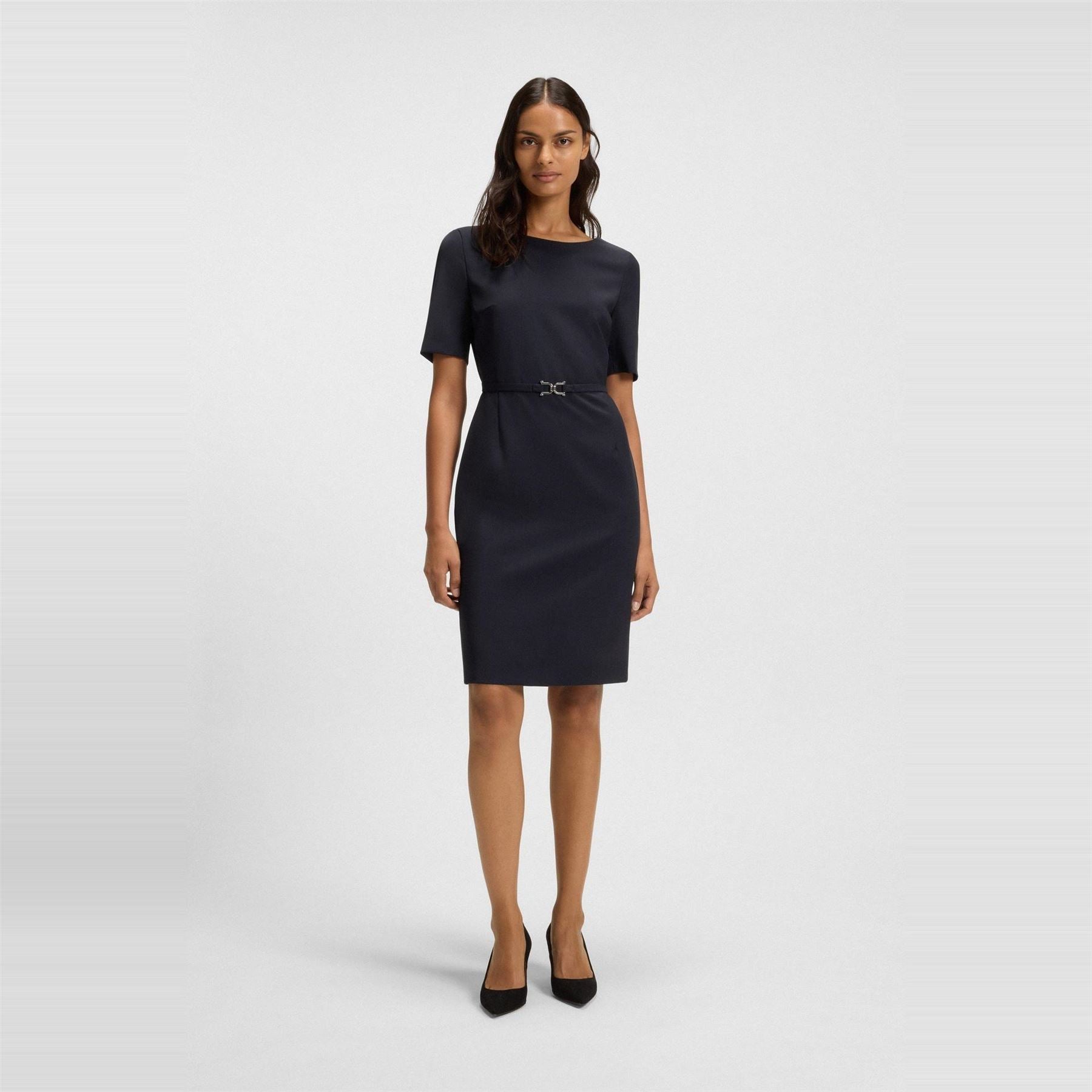 Boss Daleah Boat Neck Short Sleeve Knee Length Dress