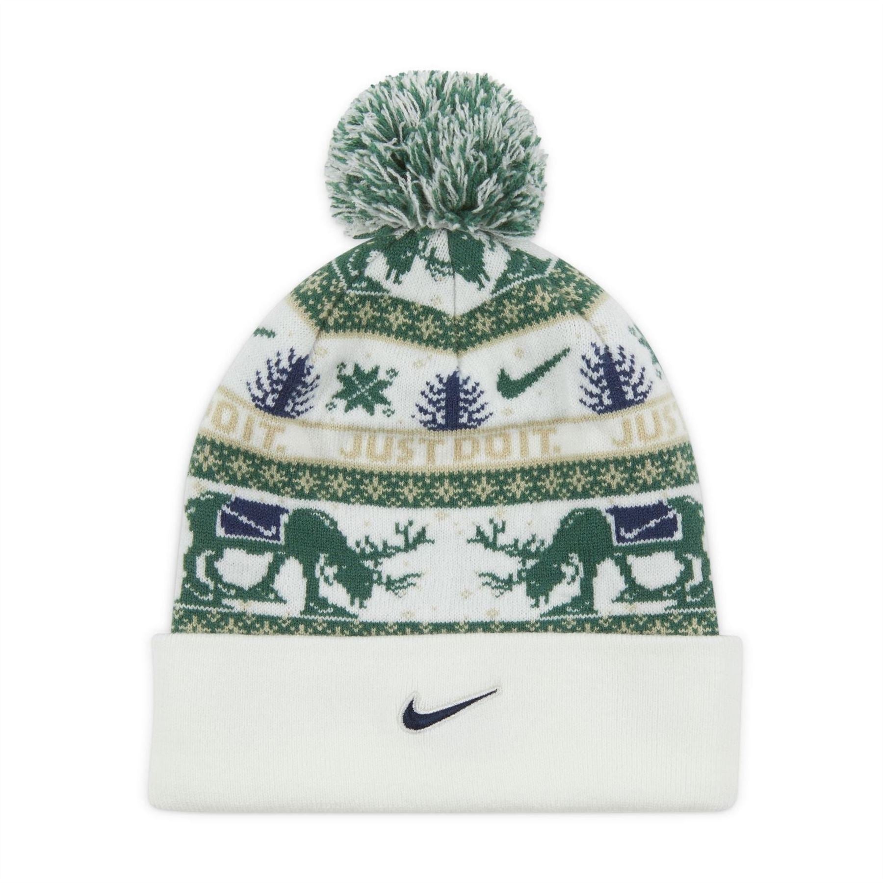 Nike Peak Reindeer Turn Up Brim Pom Pom Bobble Hat