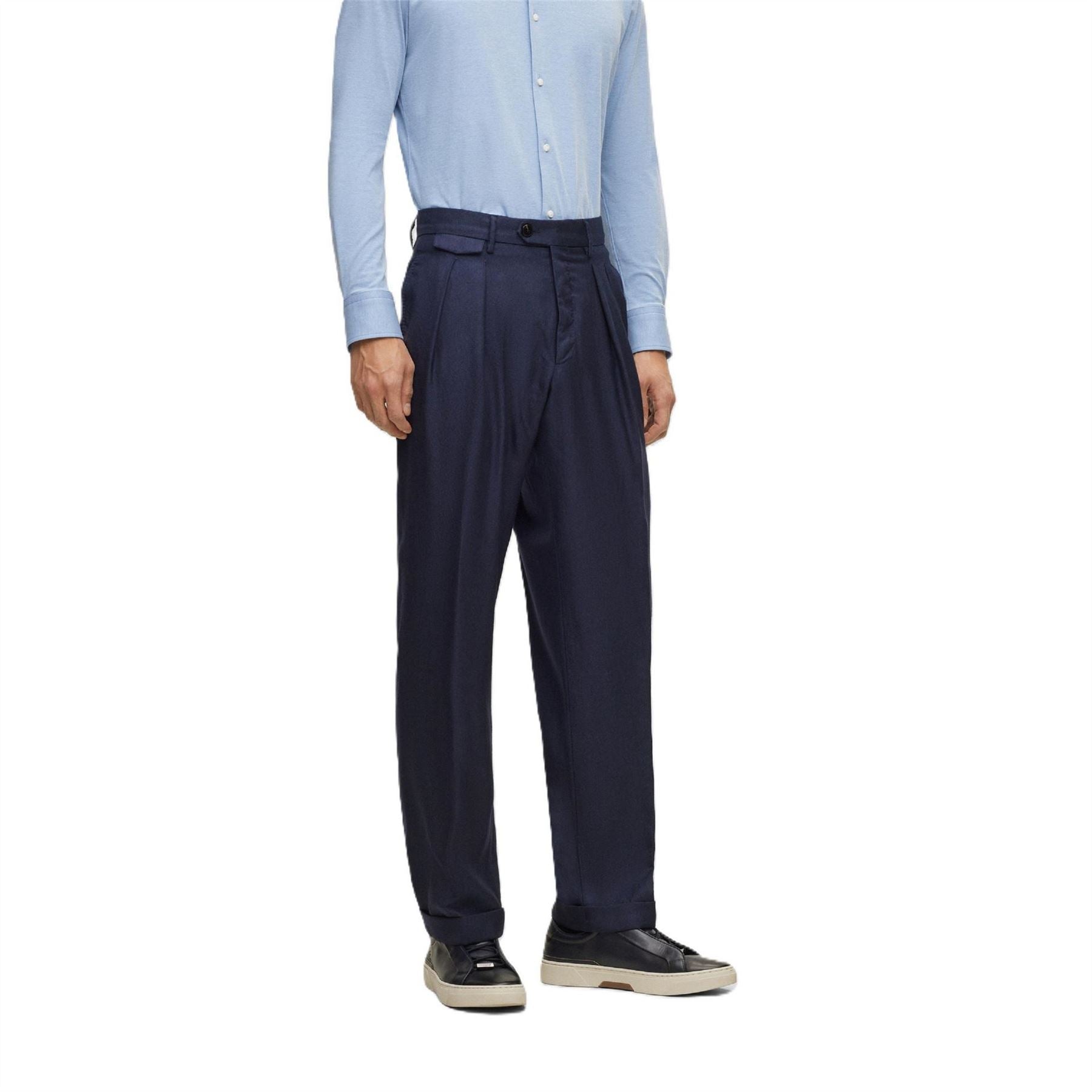 Boss Tailored Fit Pleated Trousers